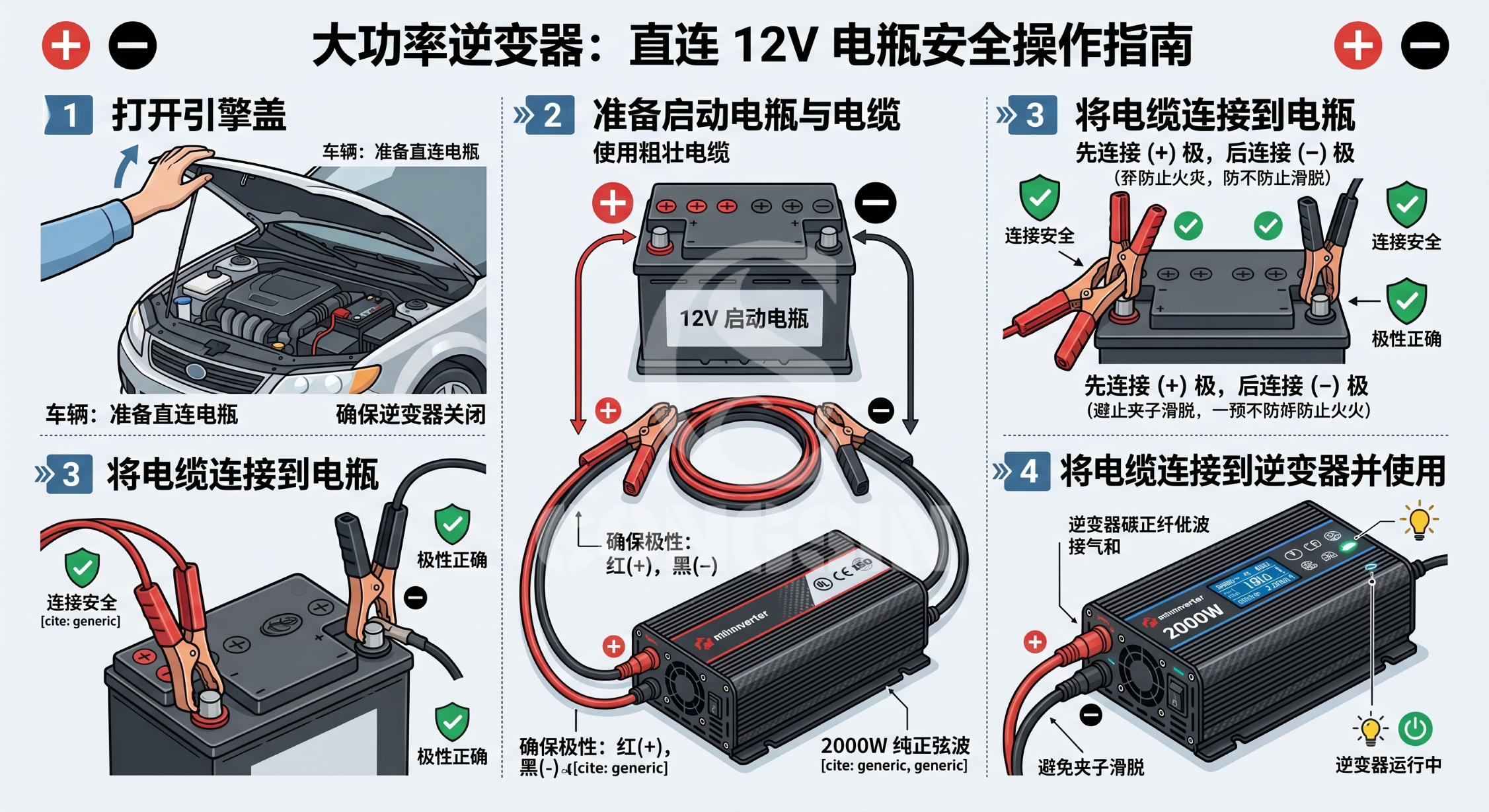 Connecting a vehicle power inverter safely to a car battery Connecting a vehicle power inverter safely to a car battery