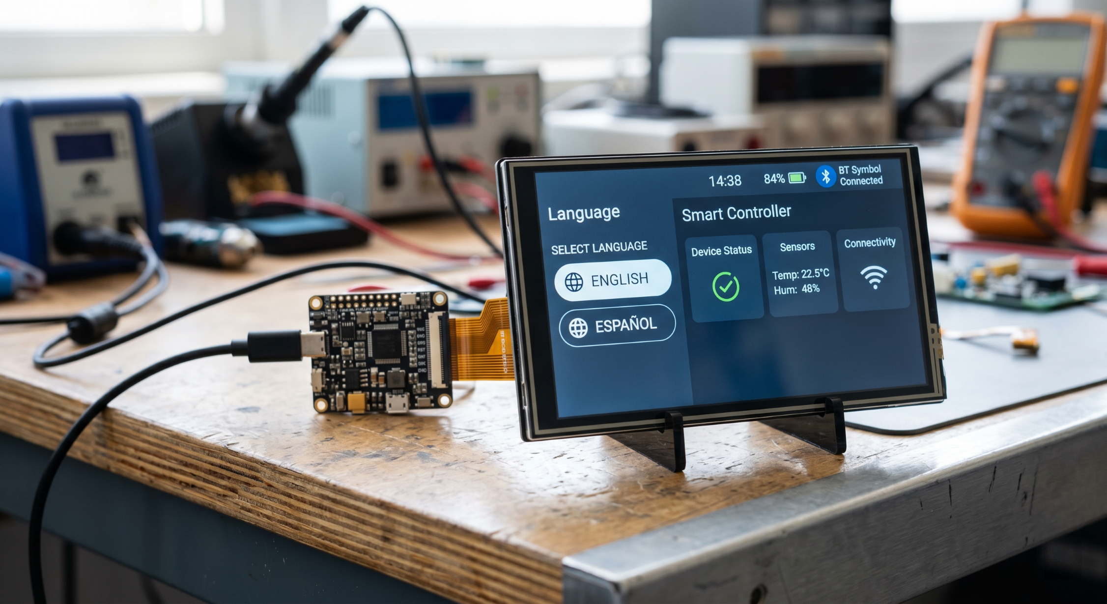 Custom inverter LCD display board and smart PCBA programming interface