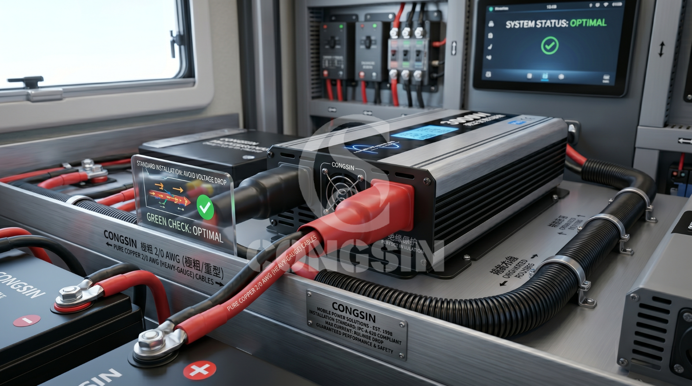 Heavy duty cables for full power 3000W modified sine wave inverter Heavy duty cables for full power 3000W modified sine wave inverter