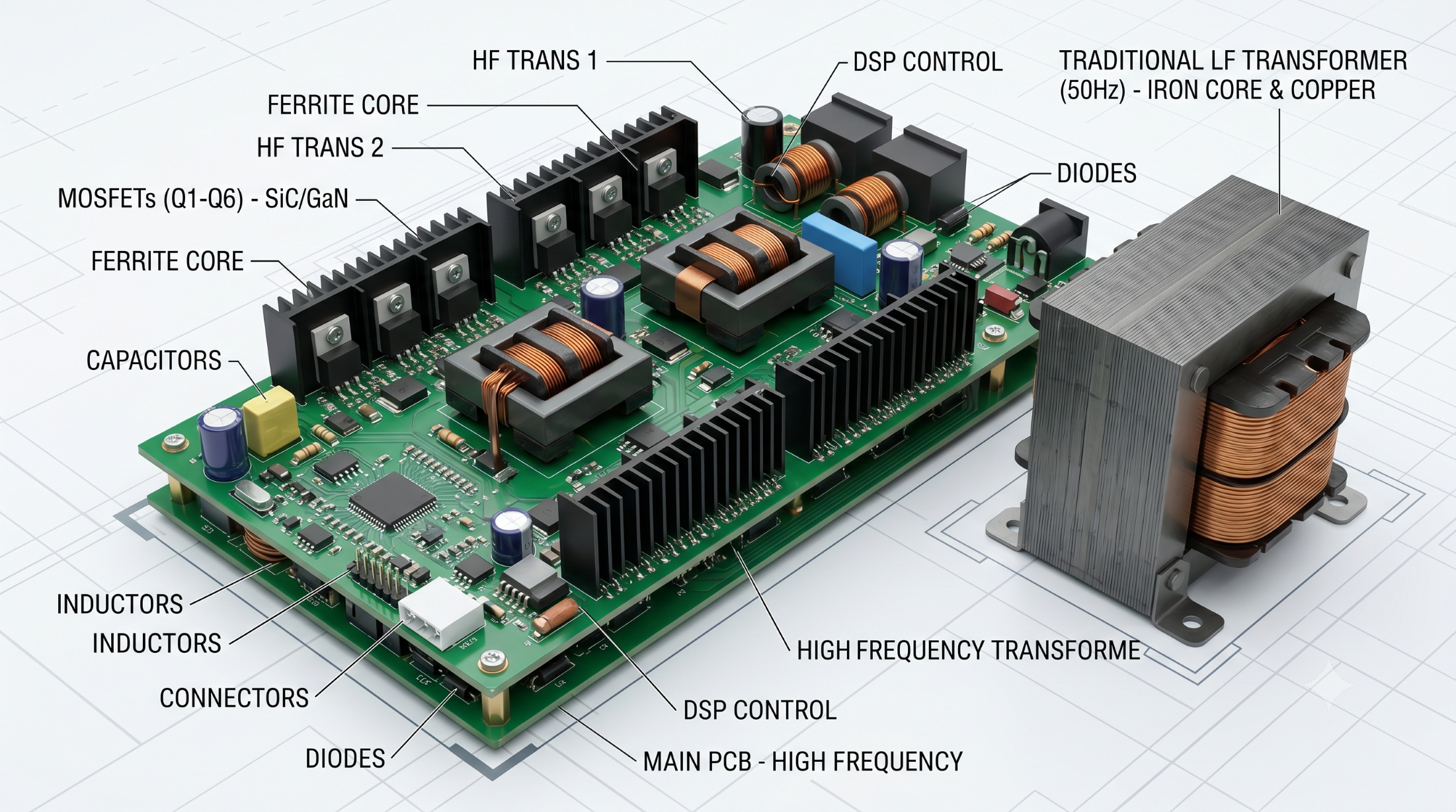 High frequency car inverter circuit and internal components