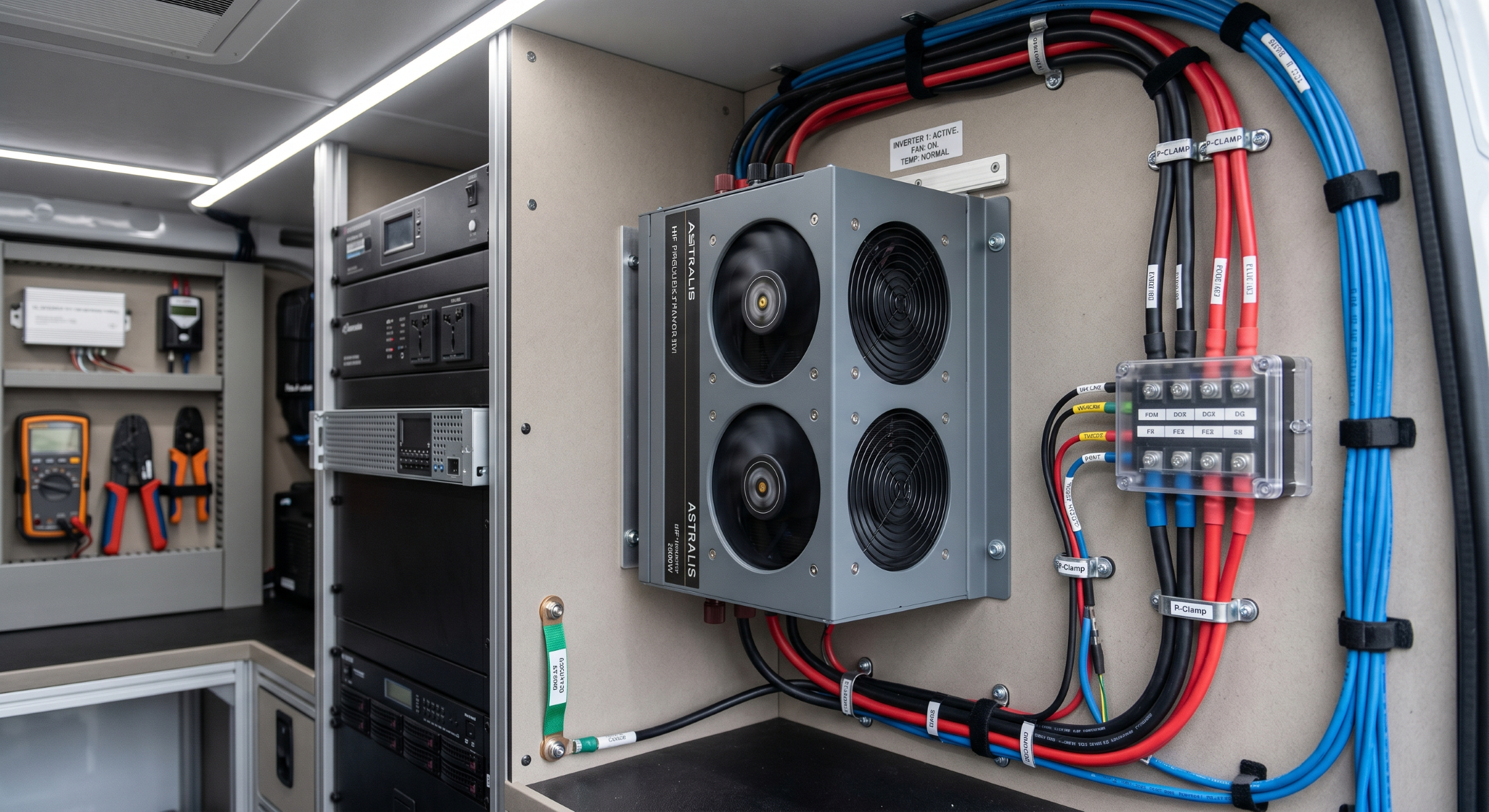 High frequency power inverter for truck and telecom fleet