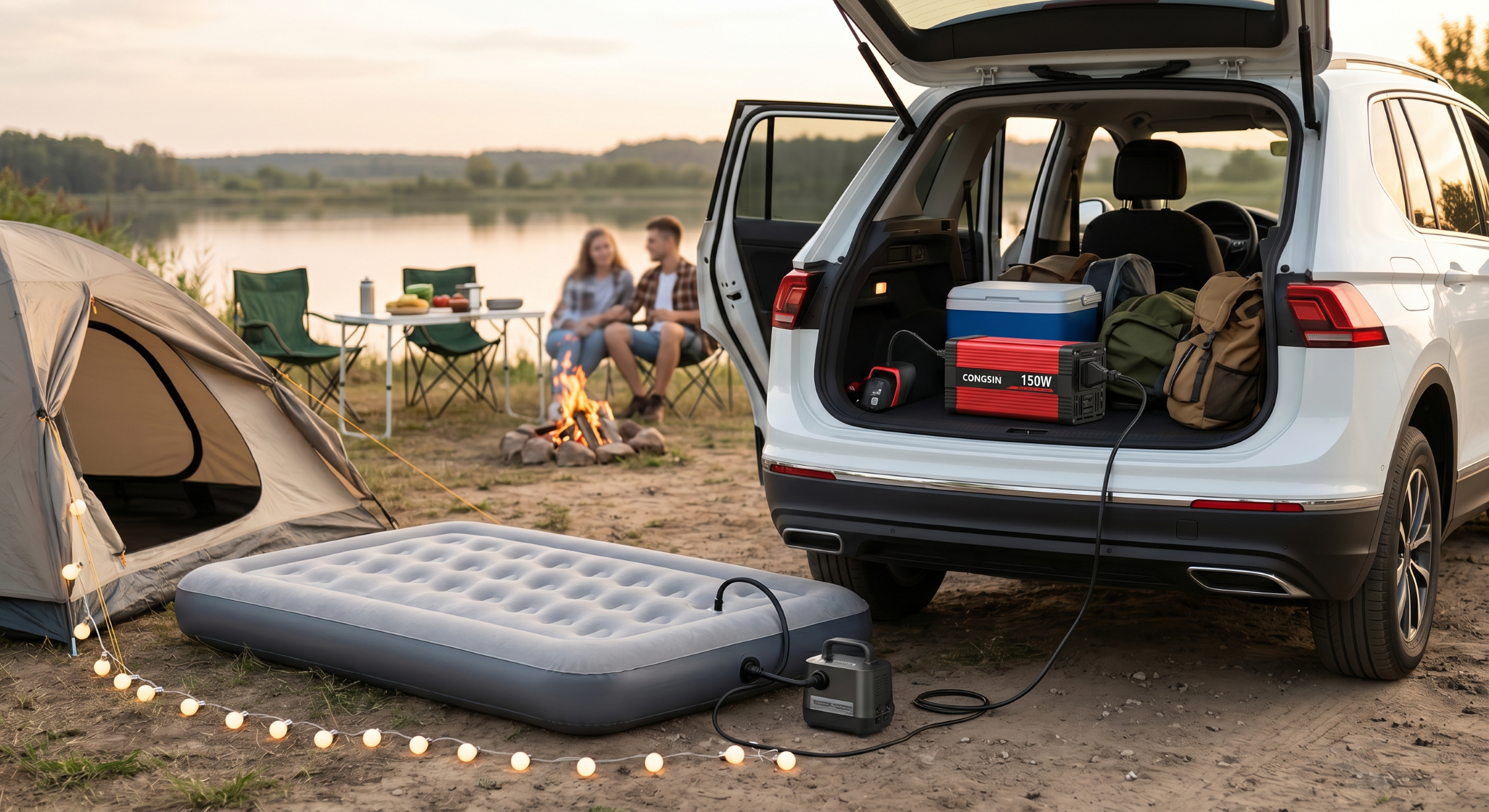 Modified sine wave cigarette lighter inverter for camping