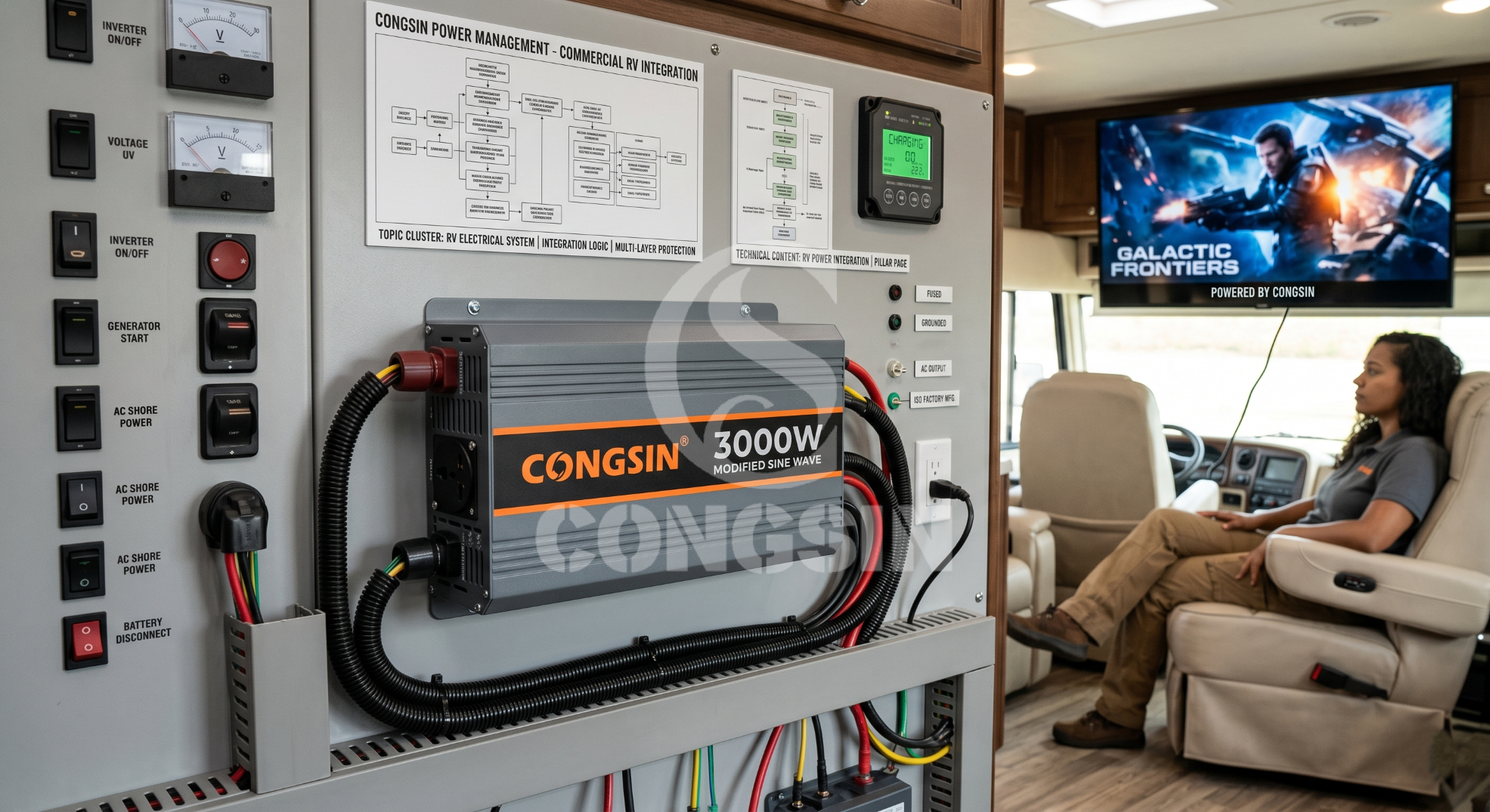 Modified sine wave inverter installed in commercial RV build Modified sine wave inverter installed in commercial RV build
