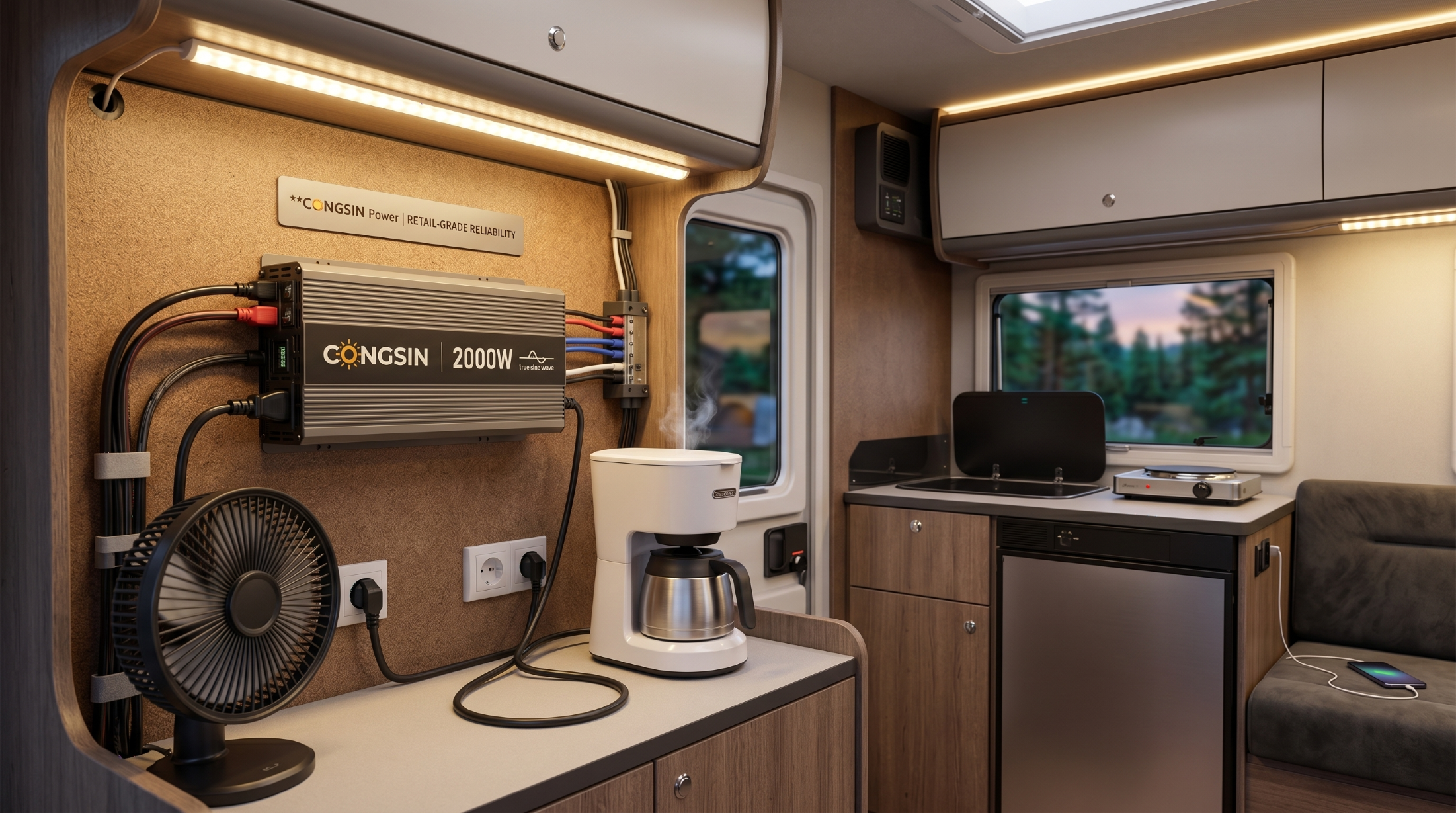 Modified sine wave inverter powering RV appliances