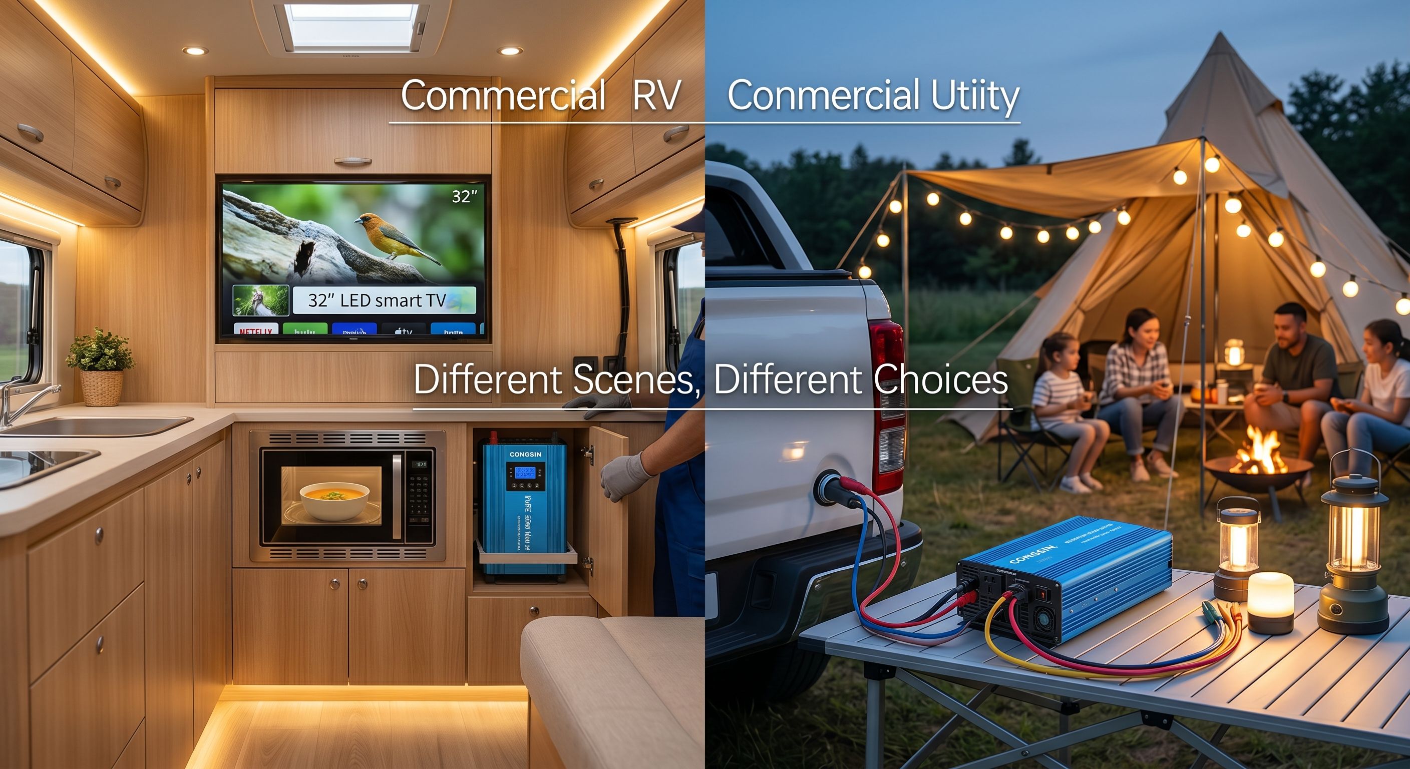 Modified vs pure sine wave inverters for RV and camping - Congsin