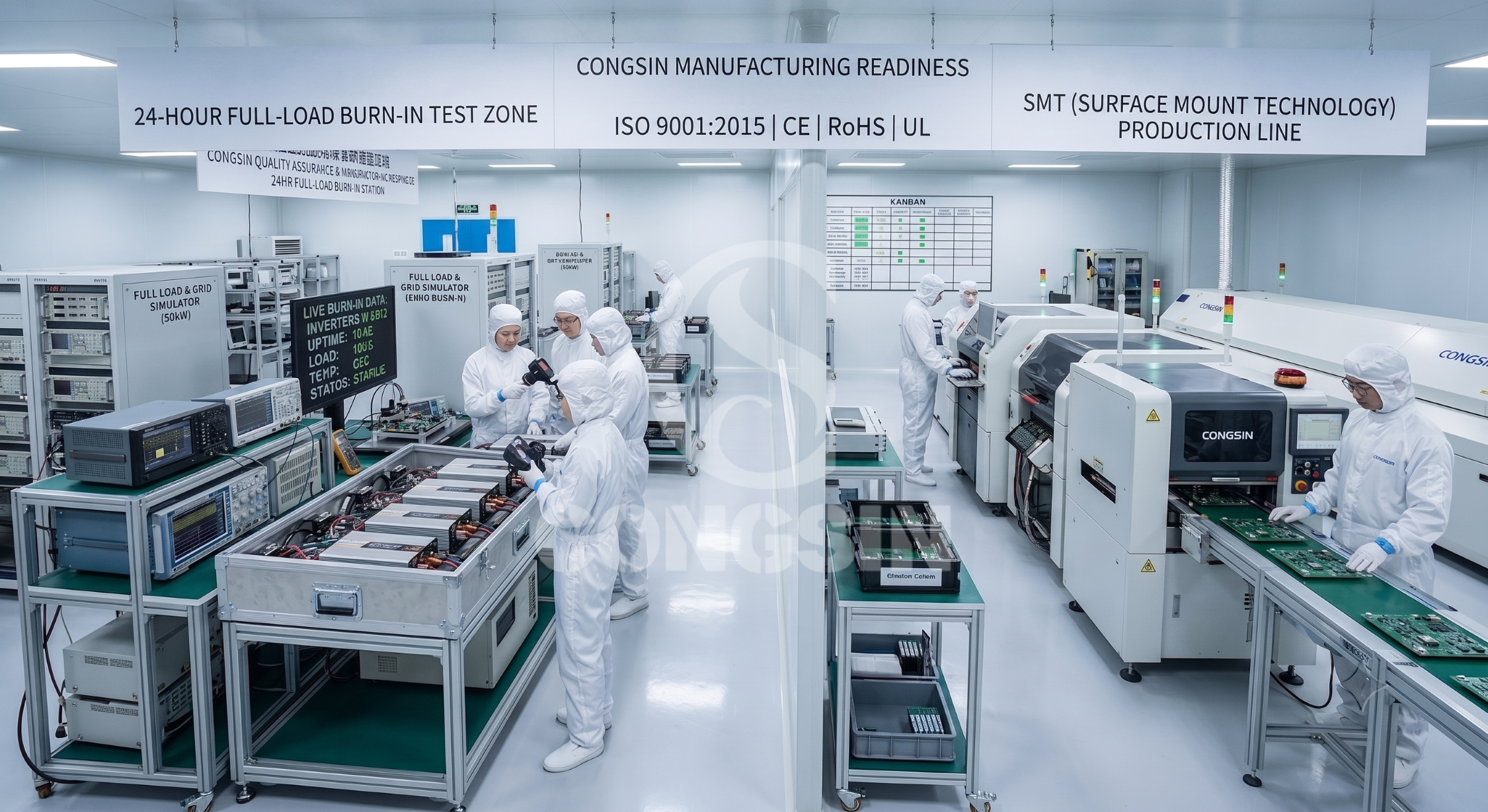 OEM manufacturing and full-load burn-in testing of pure sine wave inverters. OEM manufacturing and full-load burn-in testing of pure sine wave inverters.