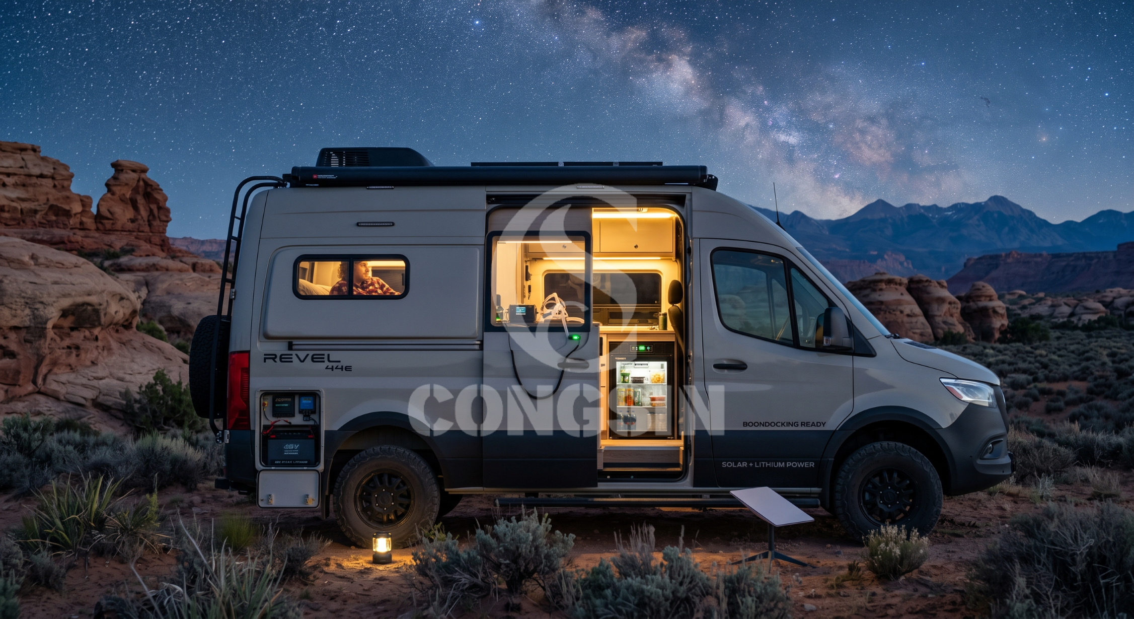 Off-grid RV boondocking powered by a reliable pure sine wave inverter system Off-grid RV boondocking powered by a reliable pure sine wave inverter system