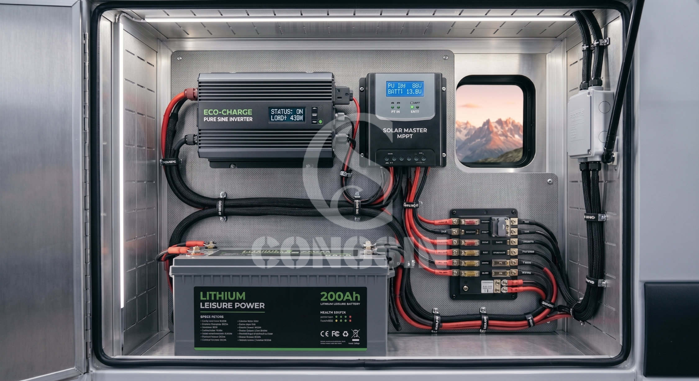 Off grid solar setup with high frequency inverter for vanlife Off grid solar setup with high frequency inverter for vanlife