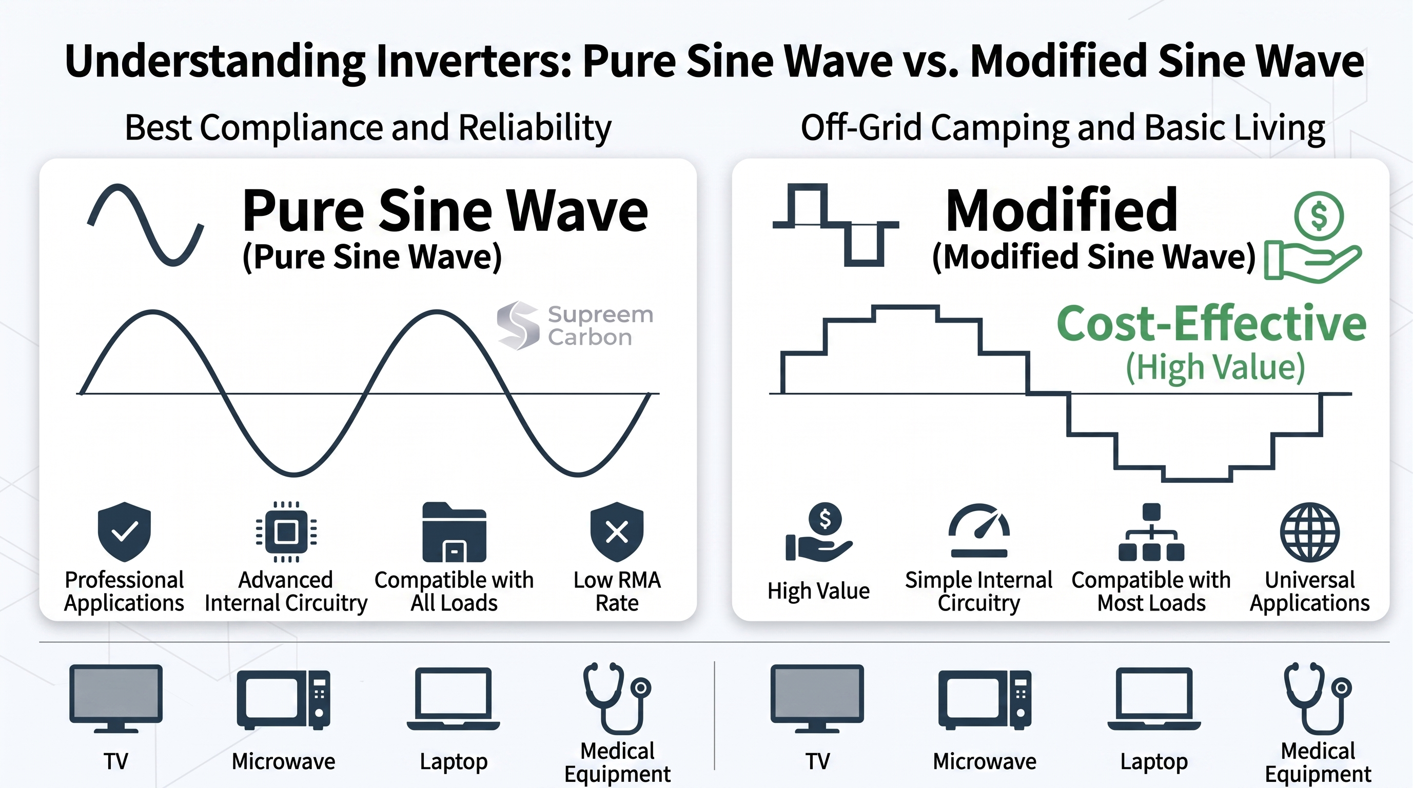 Pure sine wave vs modified sine wave electrical waveform