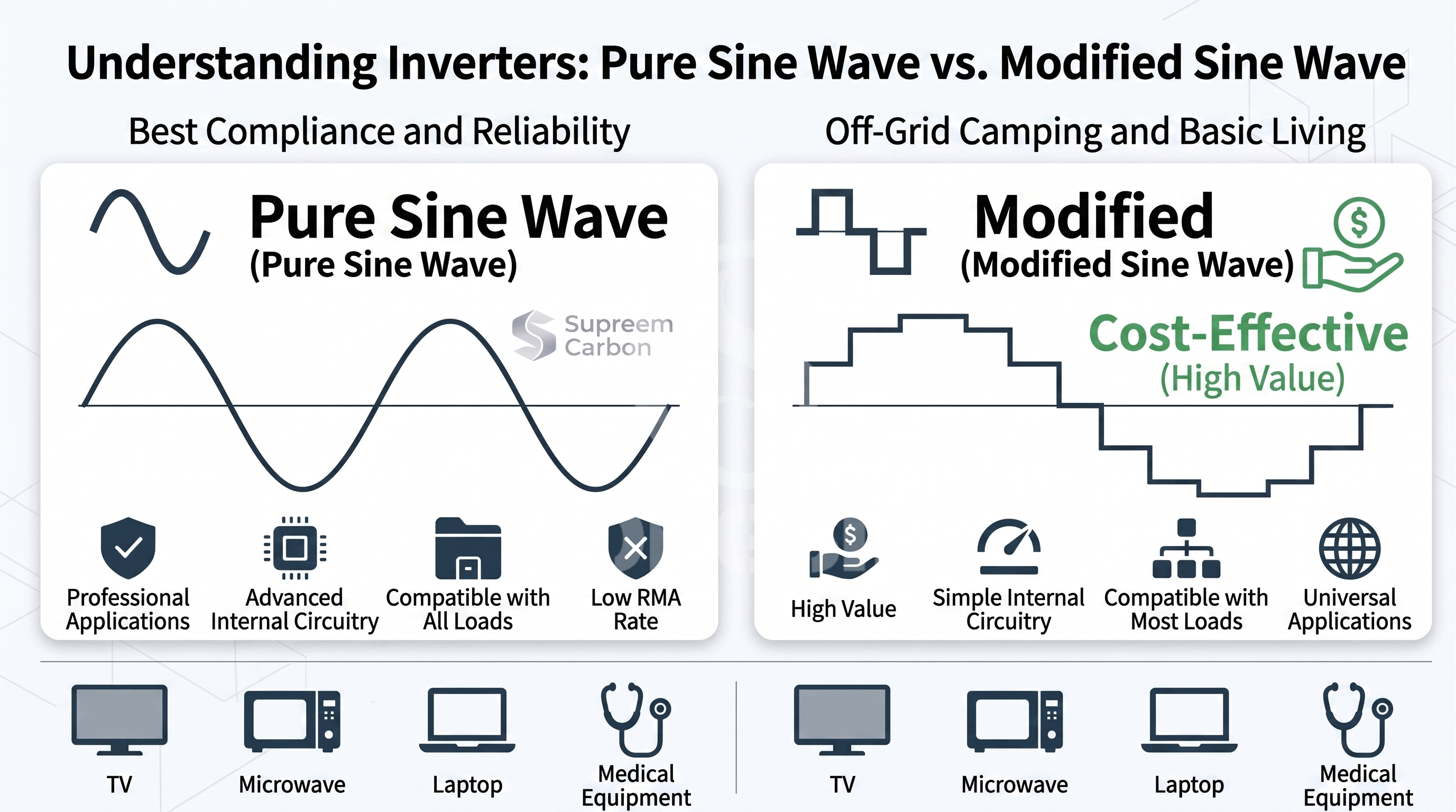 Pure sine wave vs modified sine wave electrical waveform Pure sine wave vs modified sine wave electrical waveform