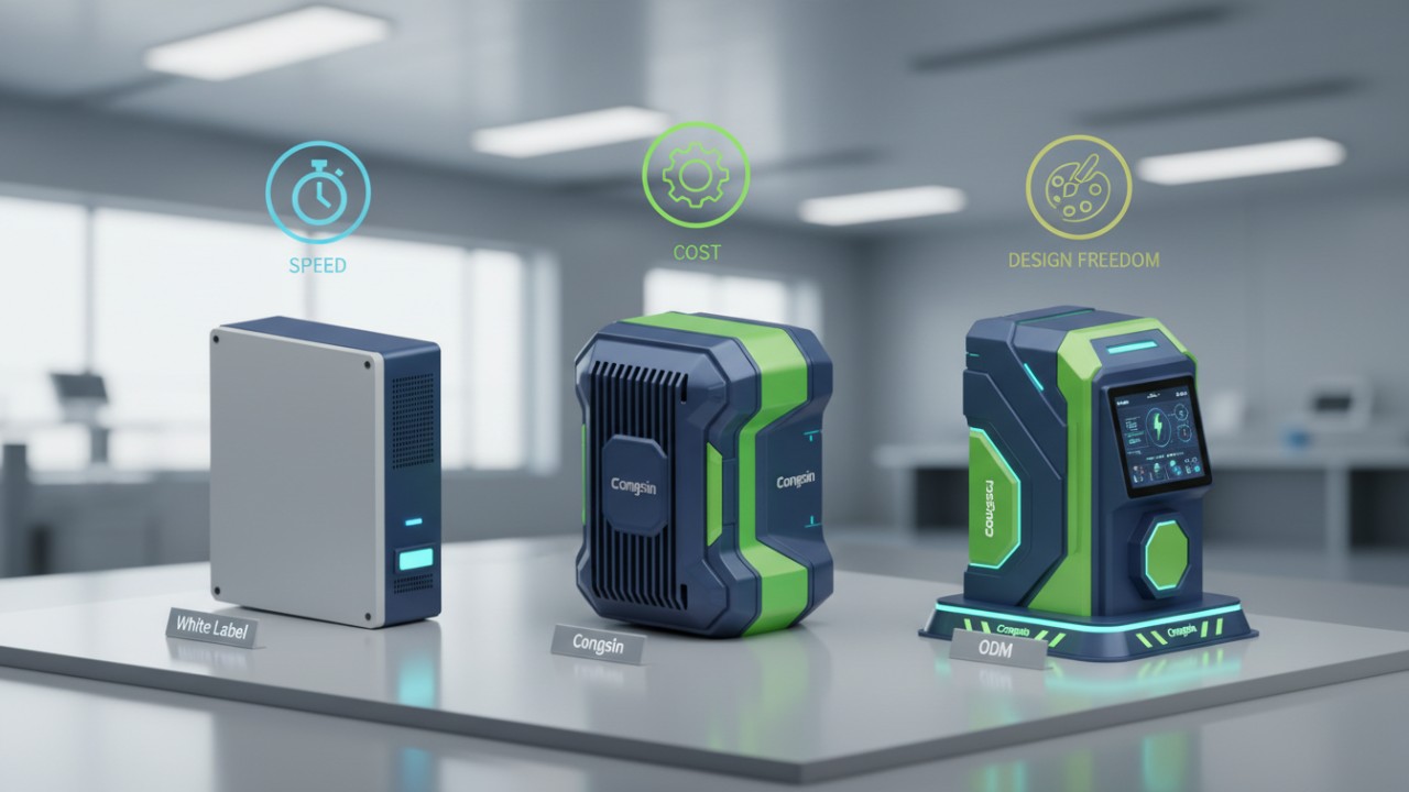 Visual representation of OEM ODM and white label solar manufacturing models