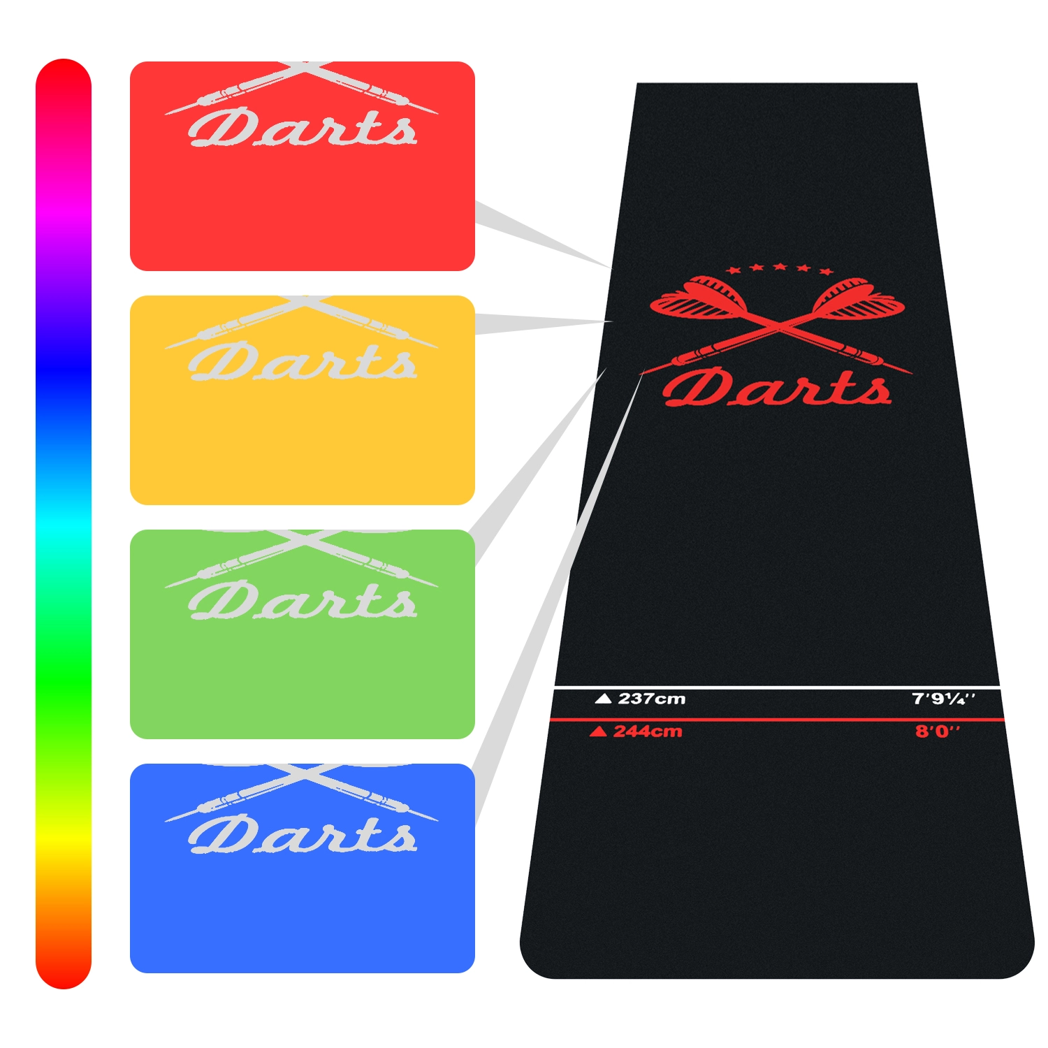 Customizable dart mat colors
