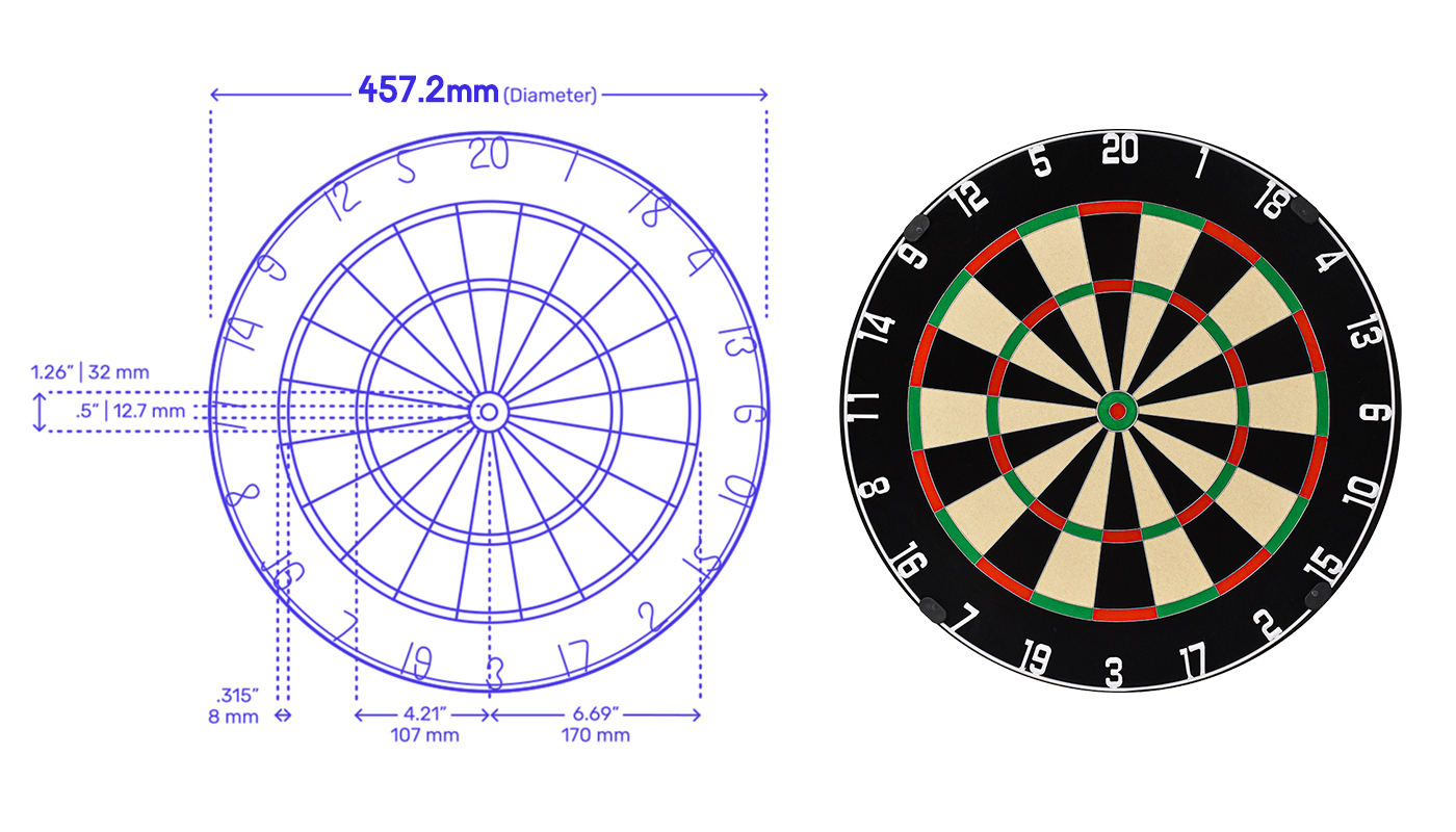 dart board set up dimensions