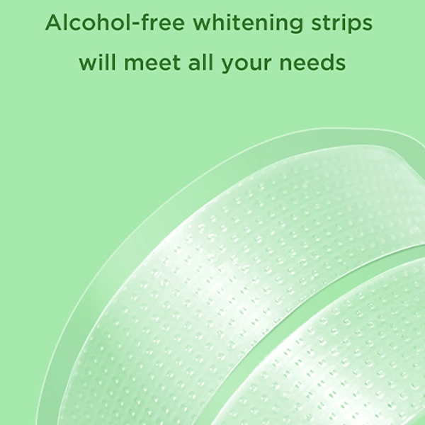 Alcohol-free whitening strips green