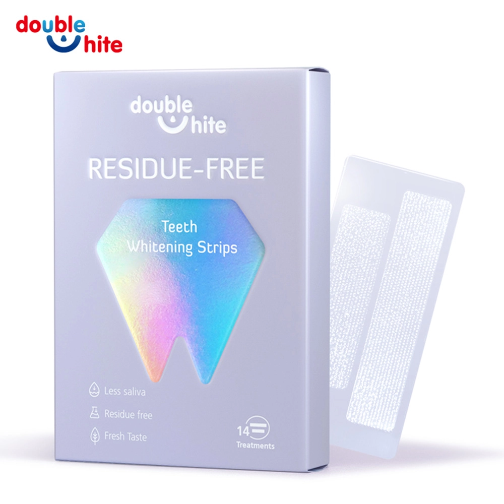 Double White Residue-Free Teeth Whitening Strips. 14 treatments. Less saliva, residue-free, fresh taste.