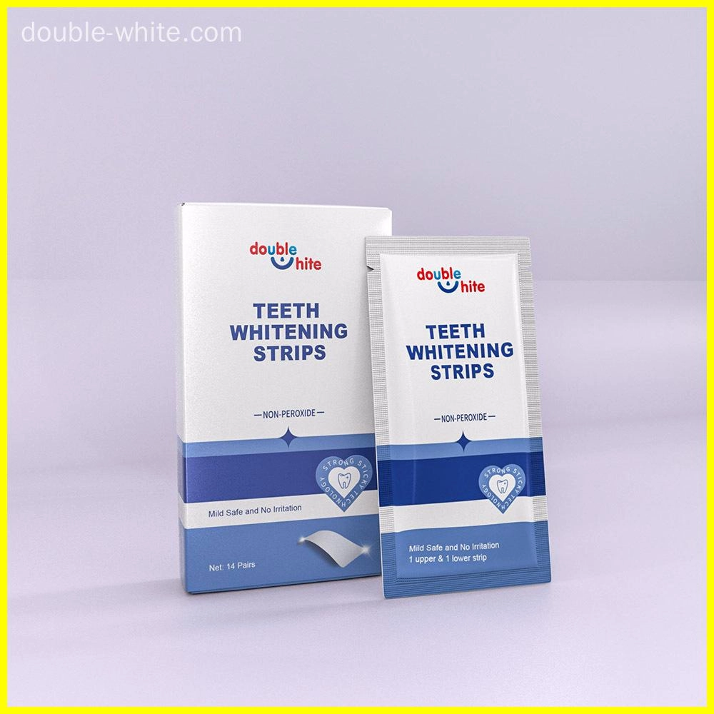 Tiras Clareadoras Dentárias Double White. Sem peróxido, seguras para o esmalte e sem irritação. 14 pares de tiras (28 tiras individuais). - Double White