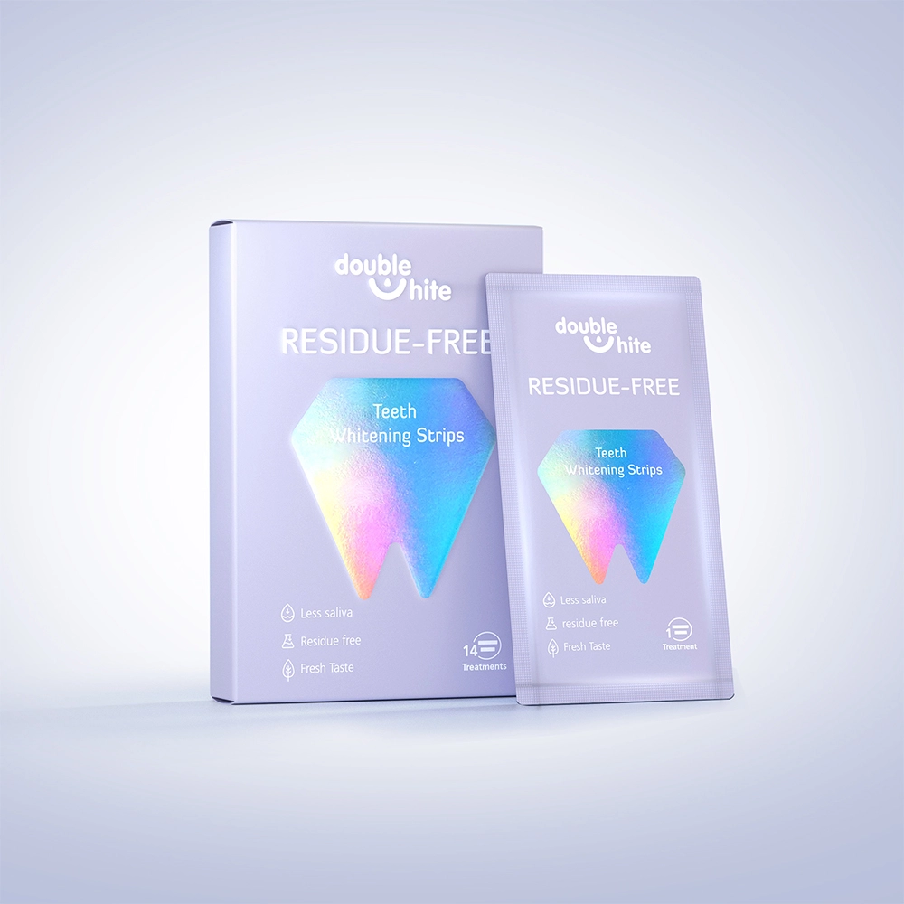 Double White Residue-Free Teeth Whitening Strips are an easy-to-use, at-home teeth whitening treatment that provides professional-level results.