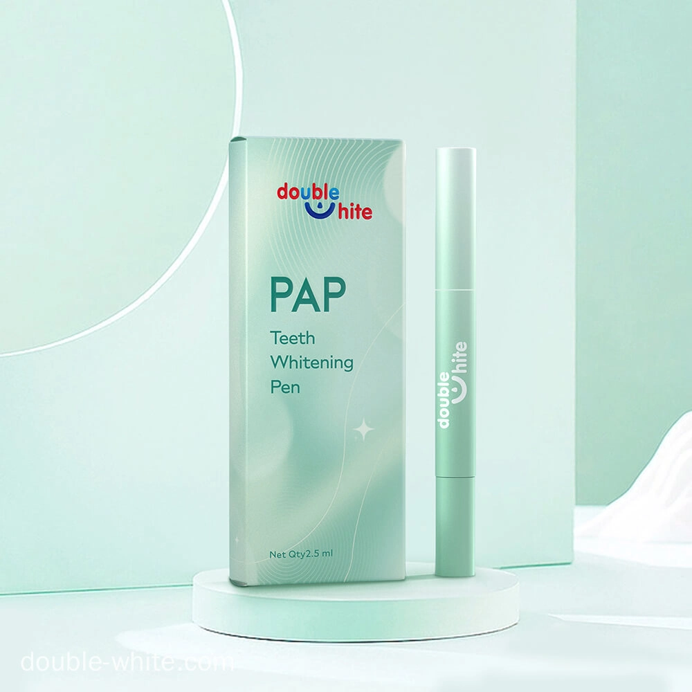 Stylos-gel-de-blanchiment-des-dents-HP-One Le stylo gel de blanchiment des dents Double White PAP est une solution de blanchiment des dents facile à utiliser, sans danger pour l'émail et offrant des résultats rapides.