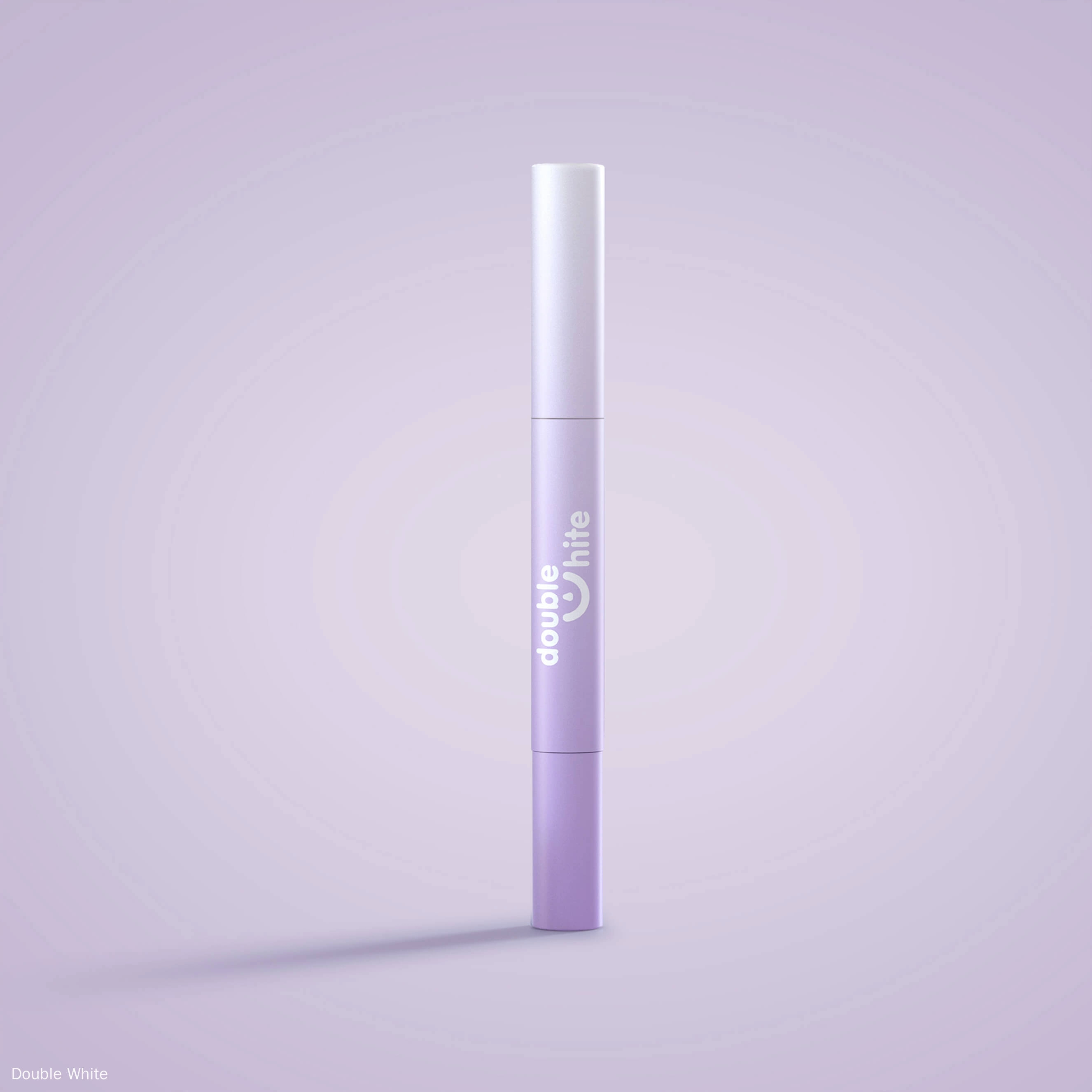 Um tubo roxo e branco de gel clareador de dentes Double White.