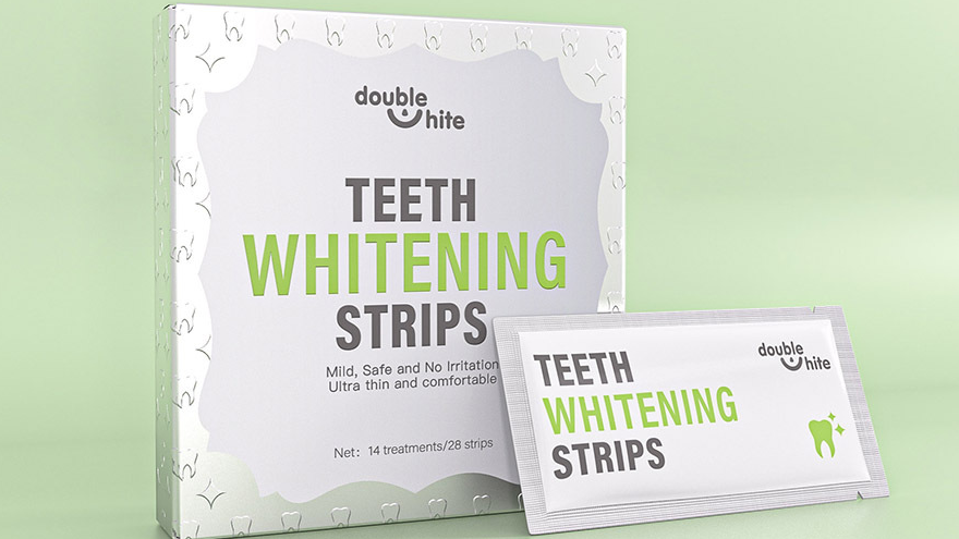 Double White Teeth Whitening Strips. 14 treatments (28 strips). Ultra thin and comfortable. Mild, safe, and no irritation.