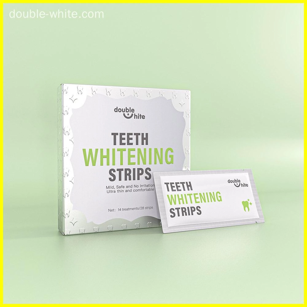 Double White Teeth Whitening Strips. 14 treatments (28 strips). Ultra thin and comfortable. Mild, safe, and no irritation.