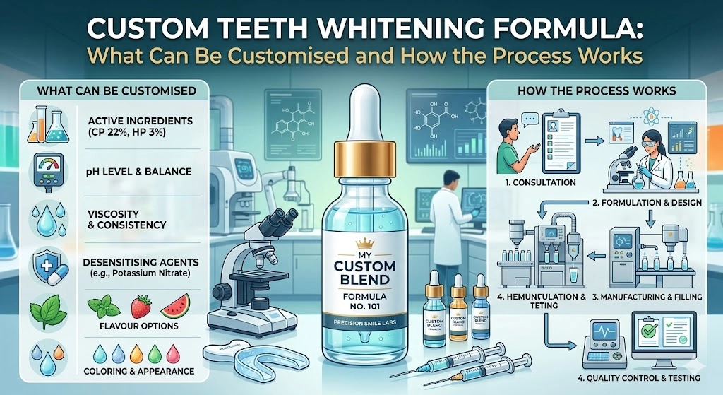 تركيبة تبييض أسنان مخصصة وعملية تخصيصها. - Double White