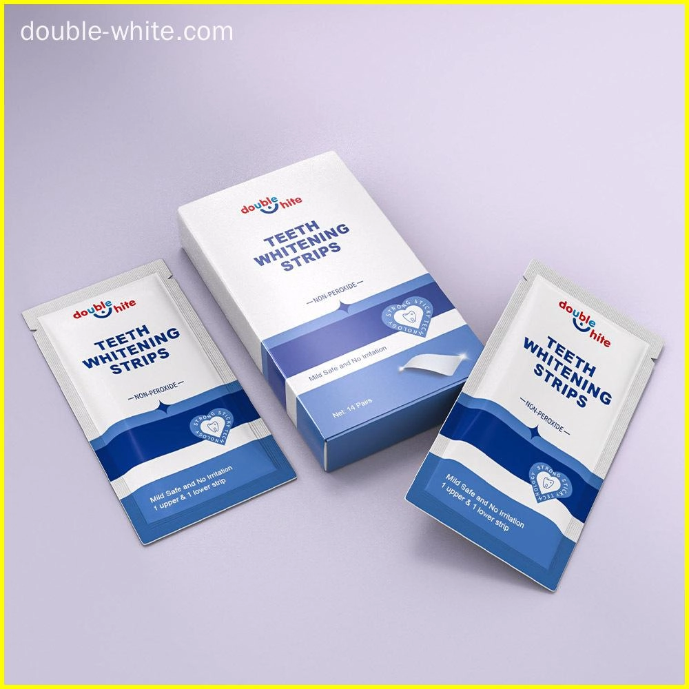 Лучшие полоски для отбеливания чувствительных зубов Double White Упаковка полосок для отбеливания зубов Double White. В упаковке 14 пар полосок. - Double White