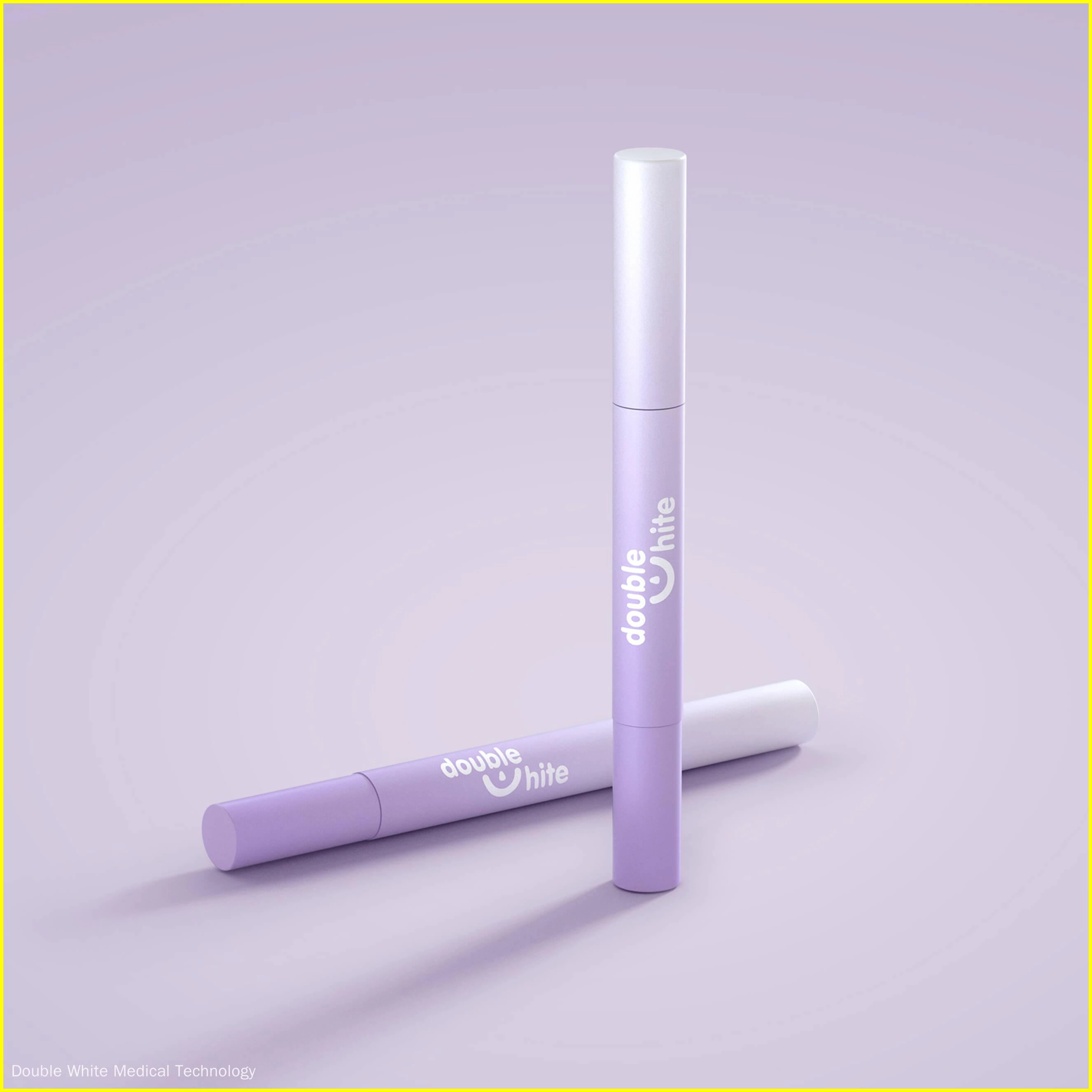 A purple tube of Double White teeth whitening gel with a white cap and a white logo.