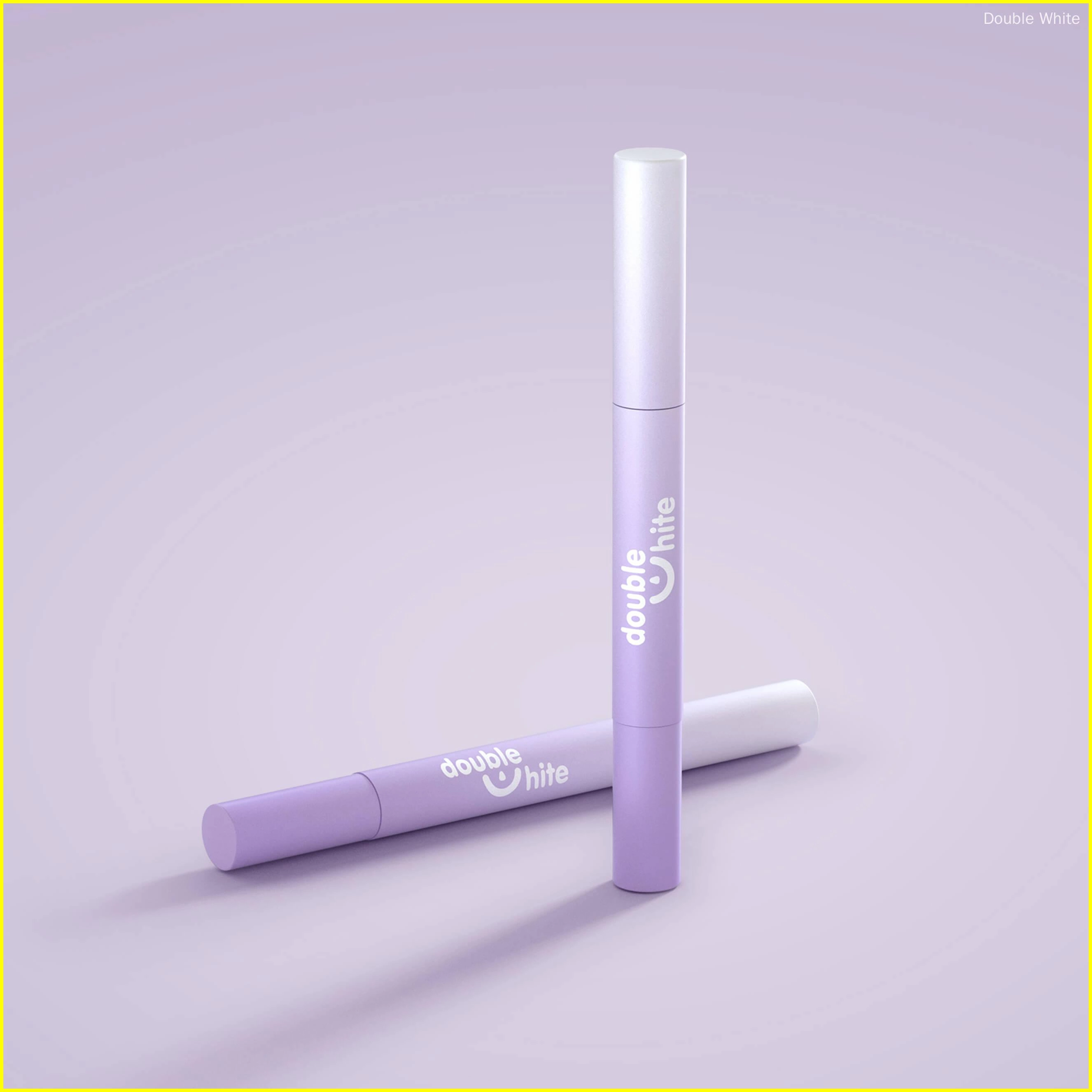 A purple tube of Double White teeth whitening gel with a white cap and a white logo.