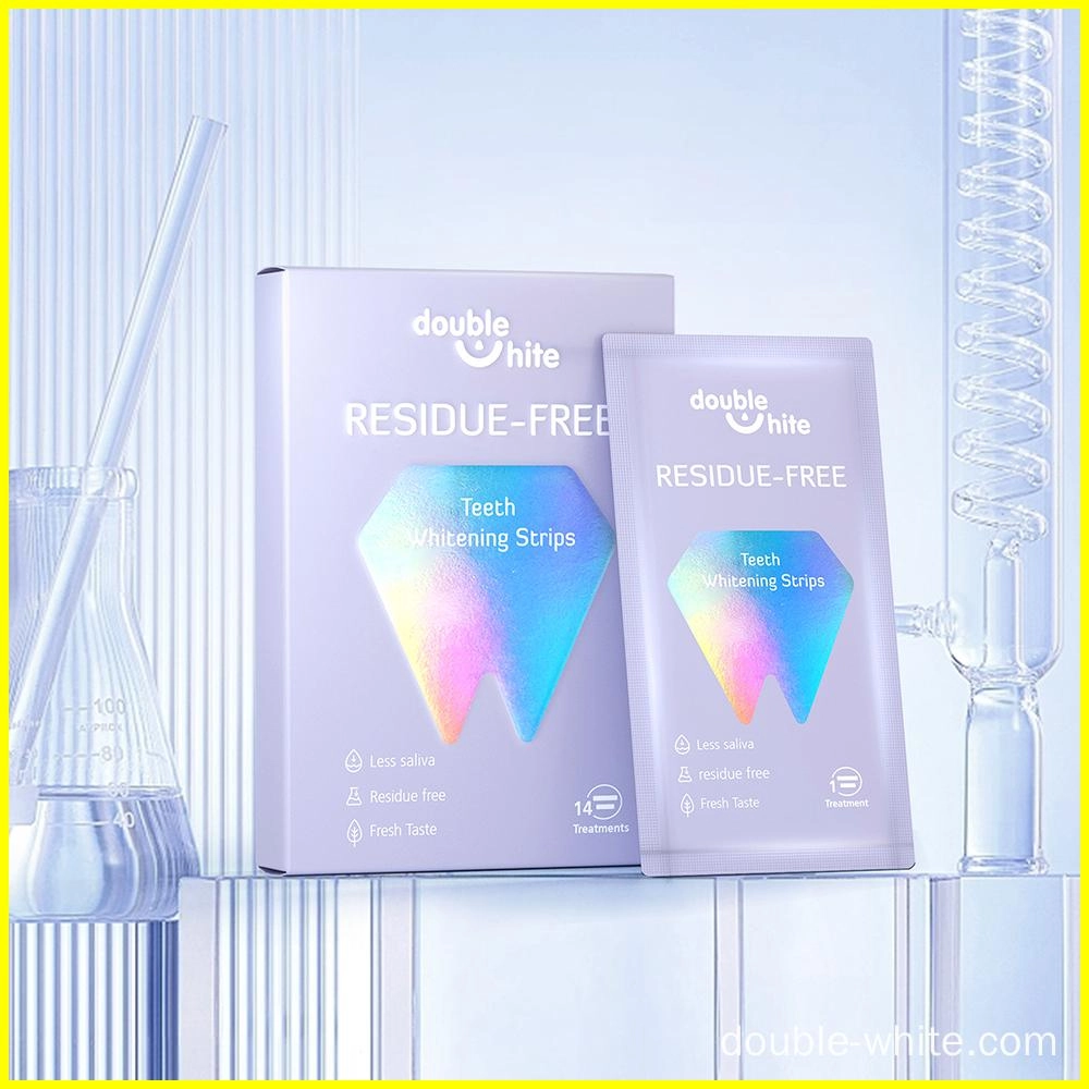 bandes-blanchissantes-pour-les-dents Bandes de blanchiment des dents sans résidus Double White. 14 traitements. Moins de salive, sans résidus, goût frais.