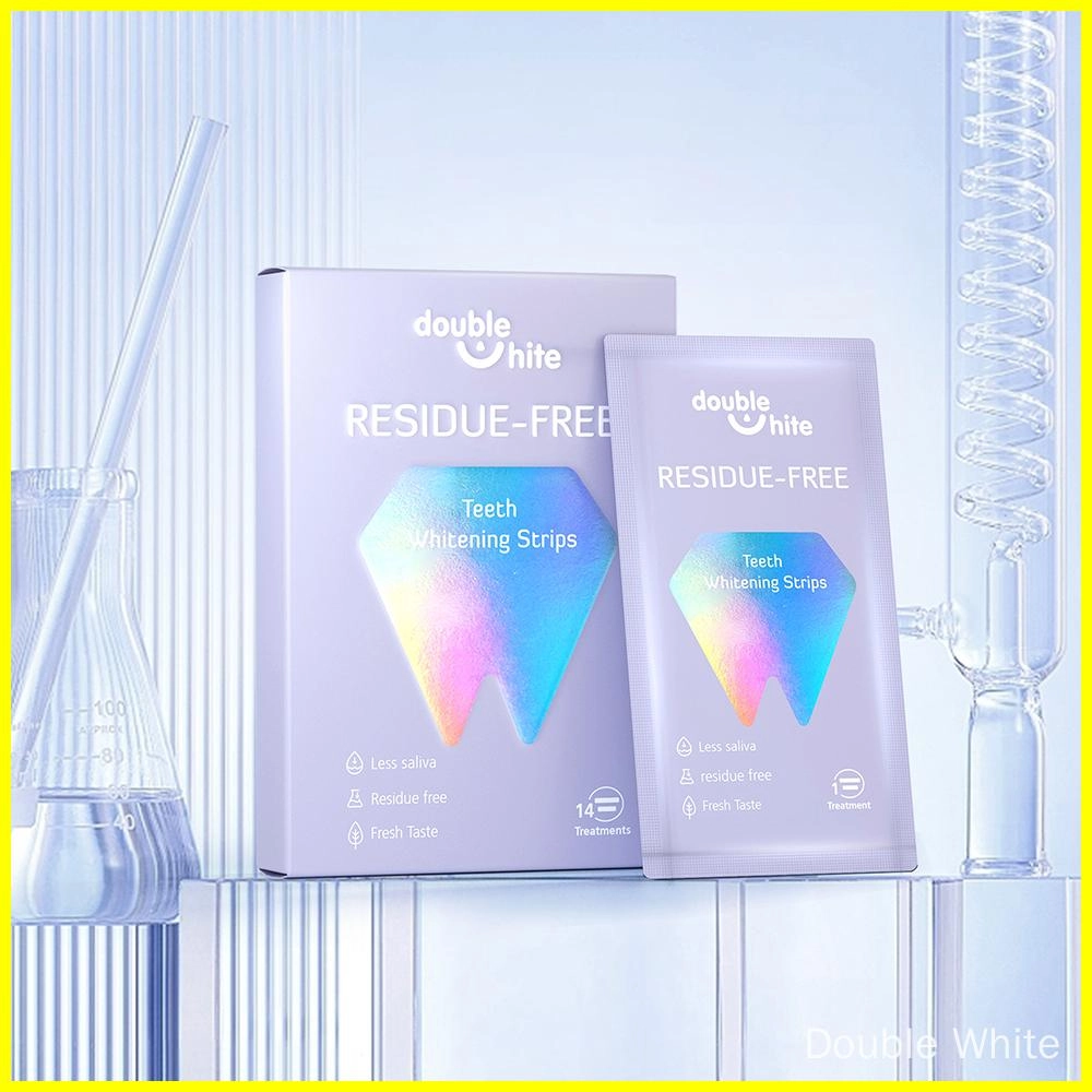bandes-blanchissantes-pour-les-dents Bandes de blanchiment des dents sans résidus Double White. 14 traitements. Moins de salive, sans résidus, goût frais.
