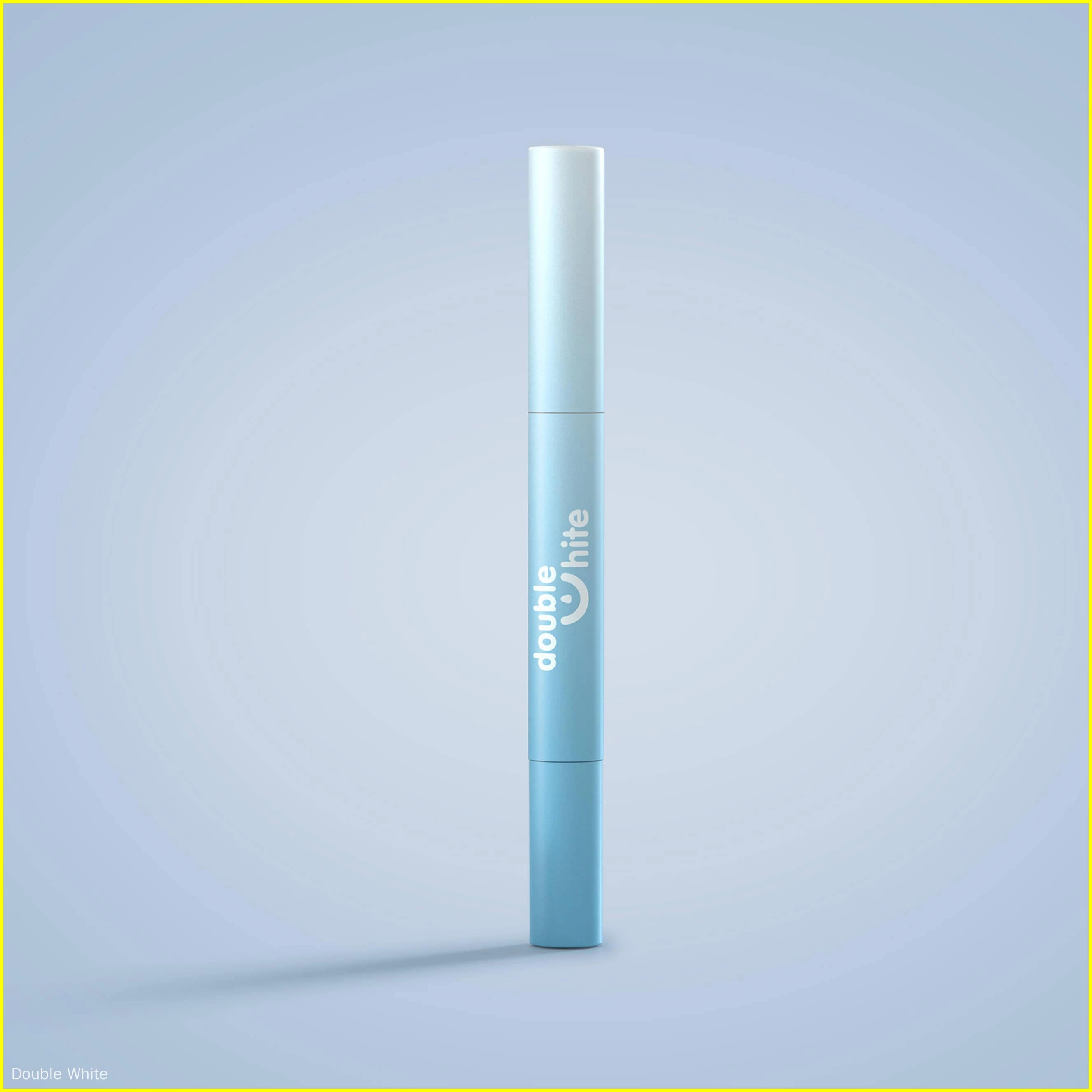 Un tube bleu et blanc de gel blanchissant pour les dents Double White.