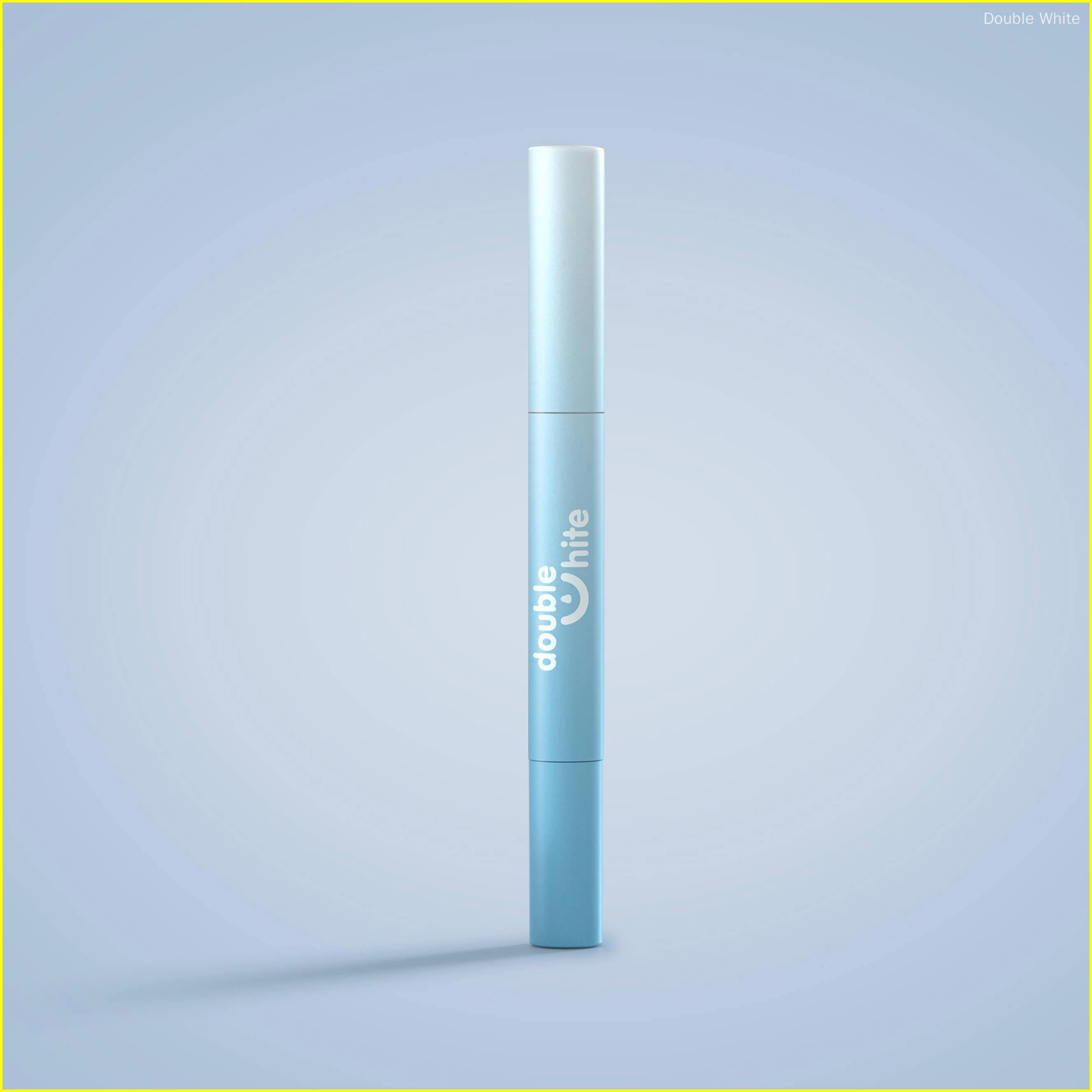 Stylos-gel-de-blanchiment-des-dents-HP-quatre Un tube bleu et blanc de gel blanchissant pour les dents Double White.