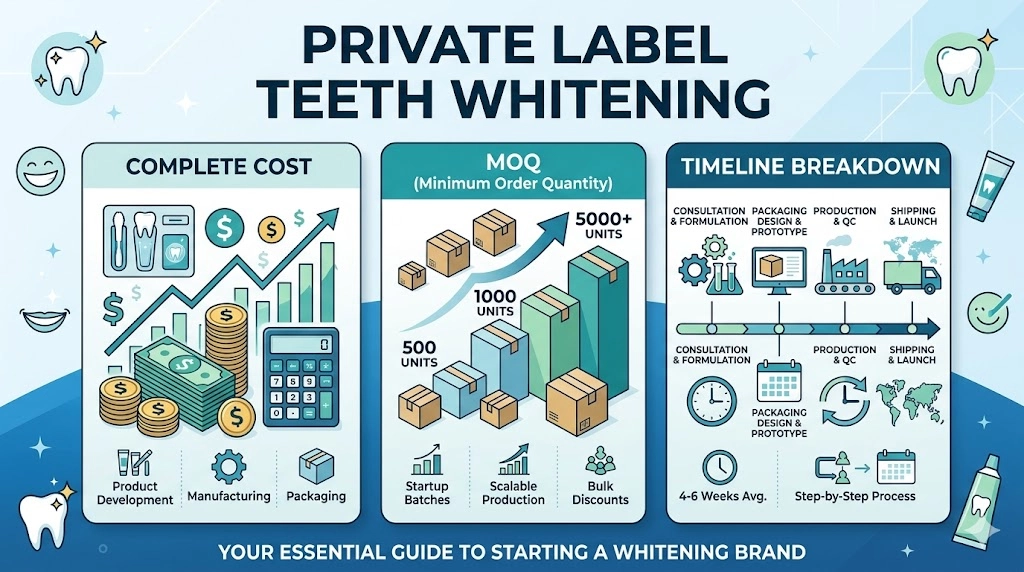 Private label teeth whitening guide: cost, MOQ, and timeline breakdown. - Double White