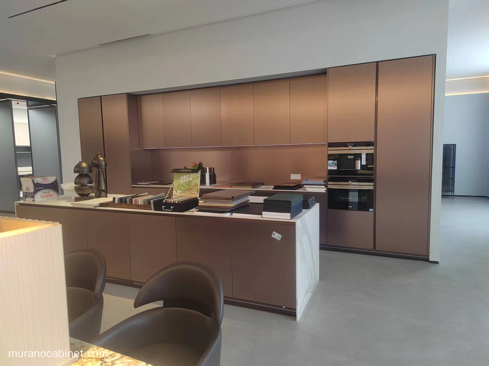 PET brass metal kitchen cabinet