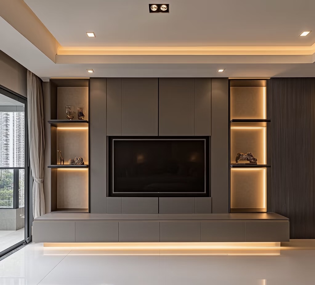 EB metal high glossy tv cabinet with glass door 2