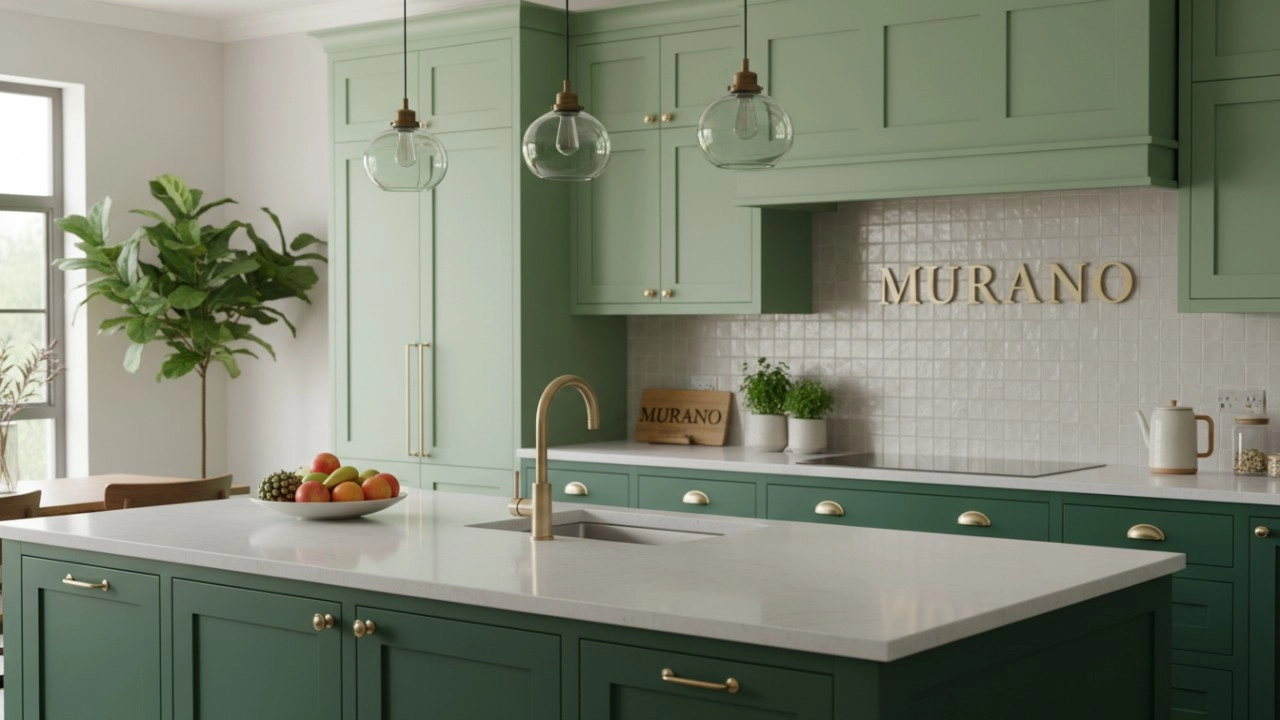 green kitchen cabinets