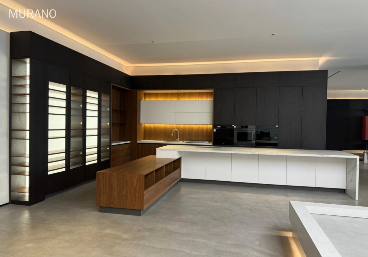 melamine-finish-kitchen-cbainet-with-walnut-and-black-color melamine finish kitchen cbainet with walnut and black color