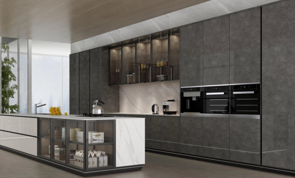 UV-marble-color-high-glossy-kitchen-cabinet-1 UV marble color high glossy kitchen cabinet 1