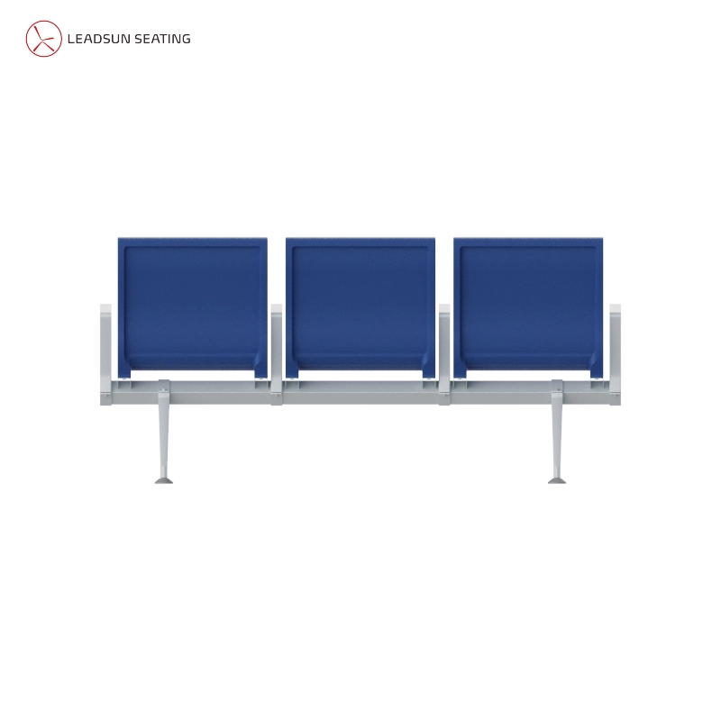 Reinforced aluminum legs and non-slip base of 3-seat airport waiting chair Reinforced aluminum legs and non-slip base of 3-seat airport waiting chair