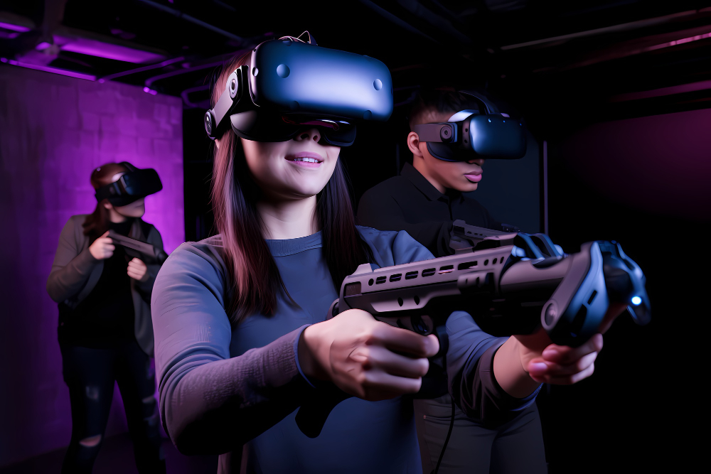 Simulador de disparos de realidad virtual Simulador de disparos en realidad virtual: experiencia de juego inmersiva con amigos.
