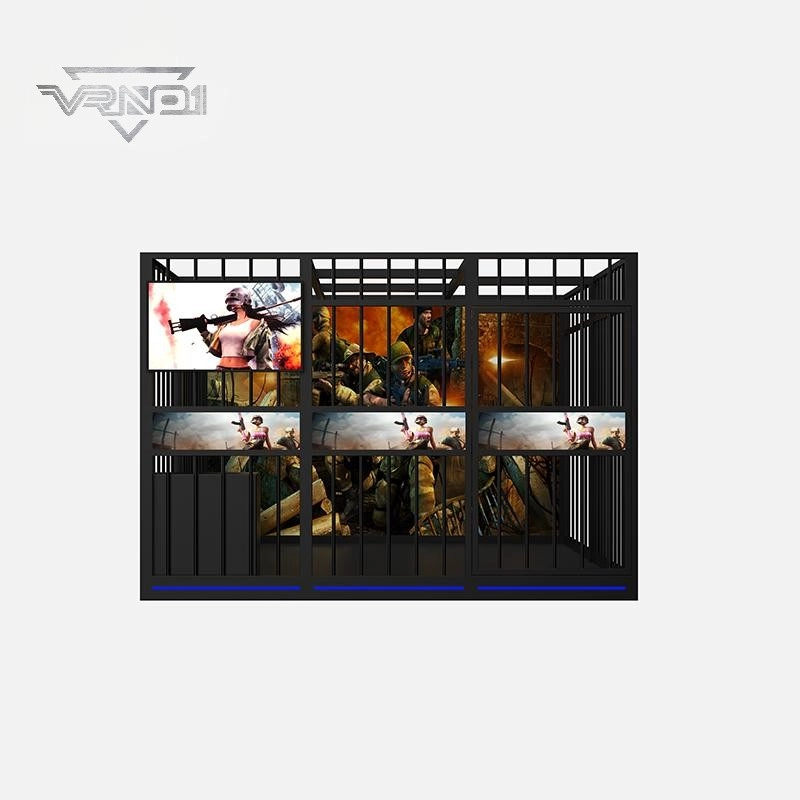 Sala de escape multijugador de realidad virtual de 360 ​​grados y plataforma de disparos, interior, de pie, con diseño metálico para centros comerciales (4) - VRN0.1