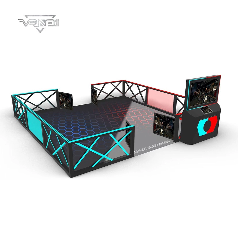 Plataforma de juegos inmersivos de realidad virtual con pantallas y suelo interactivo. - VRN0.1