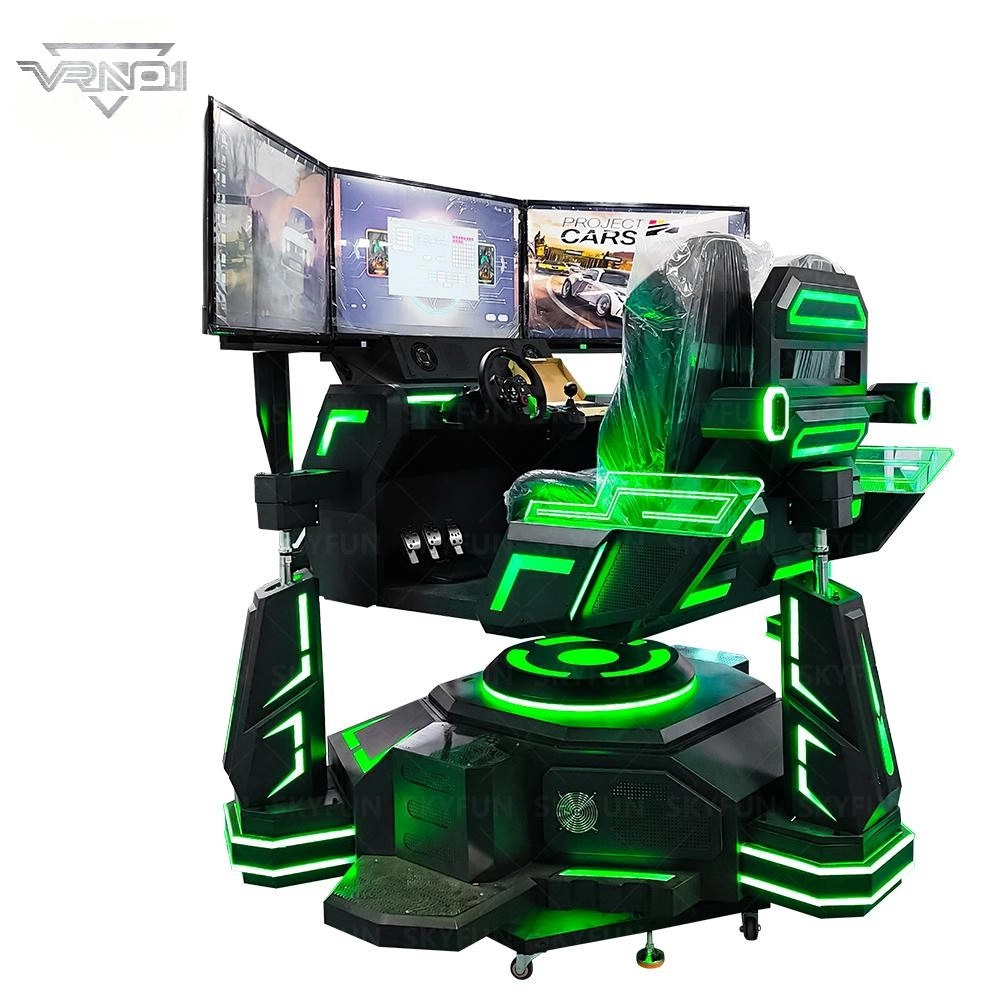 Coche de carreras dinámico, divertido, emocionante, a la moda, con rotación de 360° y 3 pantallas, ideal para parques de atracciones, interiores y exteriores, centro comercial (2 monedas) - VRN0.1