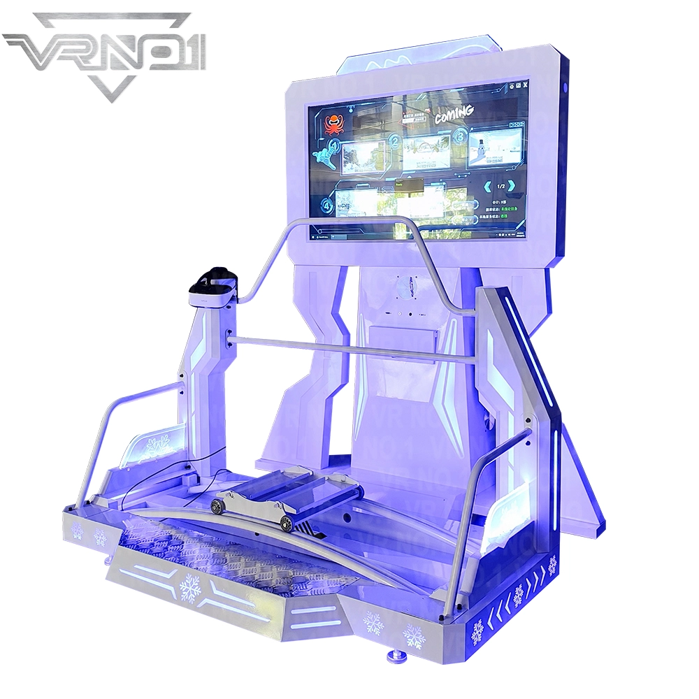 Simulador de esquí de realidad virtual VRNO1, una máquina blanca y morada de aspecto futurista - VRN0.1