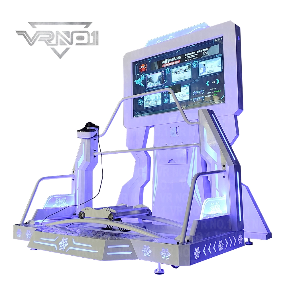 Simulador de esquí de realidad virtual VRNO1 con pantalla grande y plataforma de movimiento. - VRN0.1