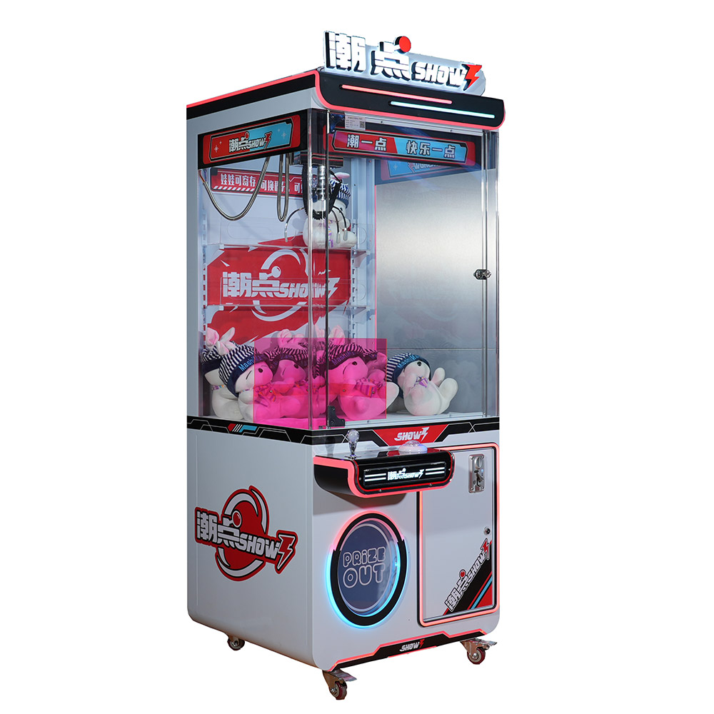 Máquina expendedora de premios de alto valor, máquina arcade con garra de grúa, máquina arcade con monedas, billetes, estrellas de ensueño, premio, muñeca, máquina arcade con garra de grúa