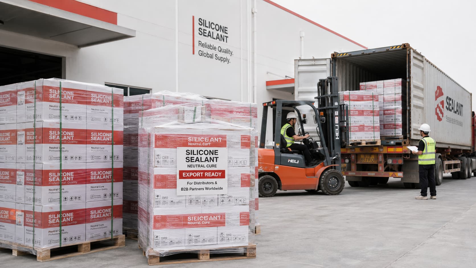 Bulk silicone sealant export loading for distributors