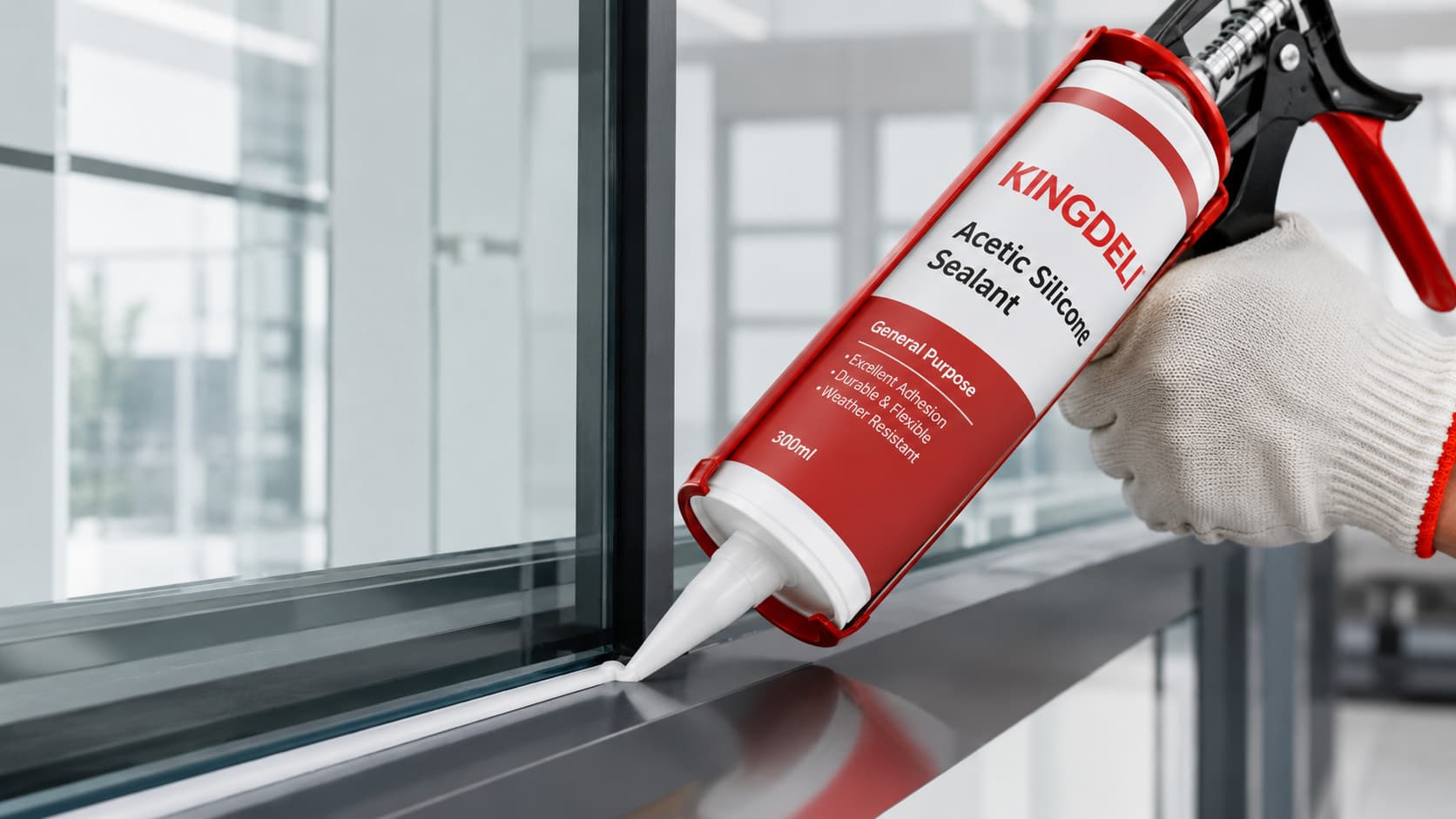 KINGDELI acetic silicone sealant for glass glazing and window sealing