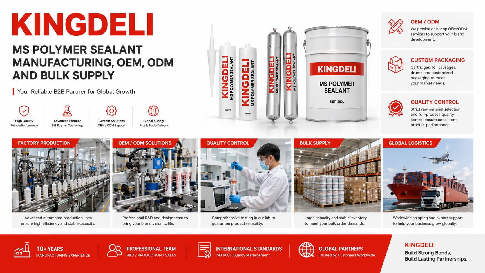 KINGDELI MS polymer sealant manufacturing OEM ODM and bulk supply